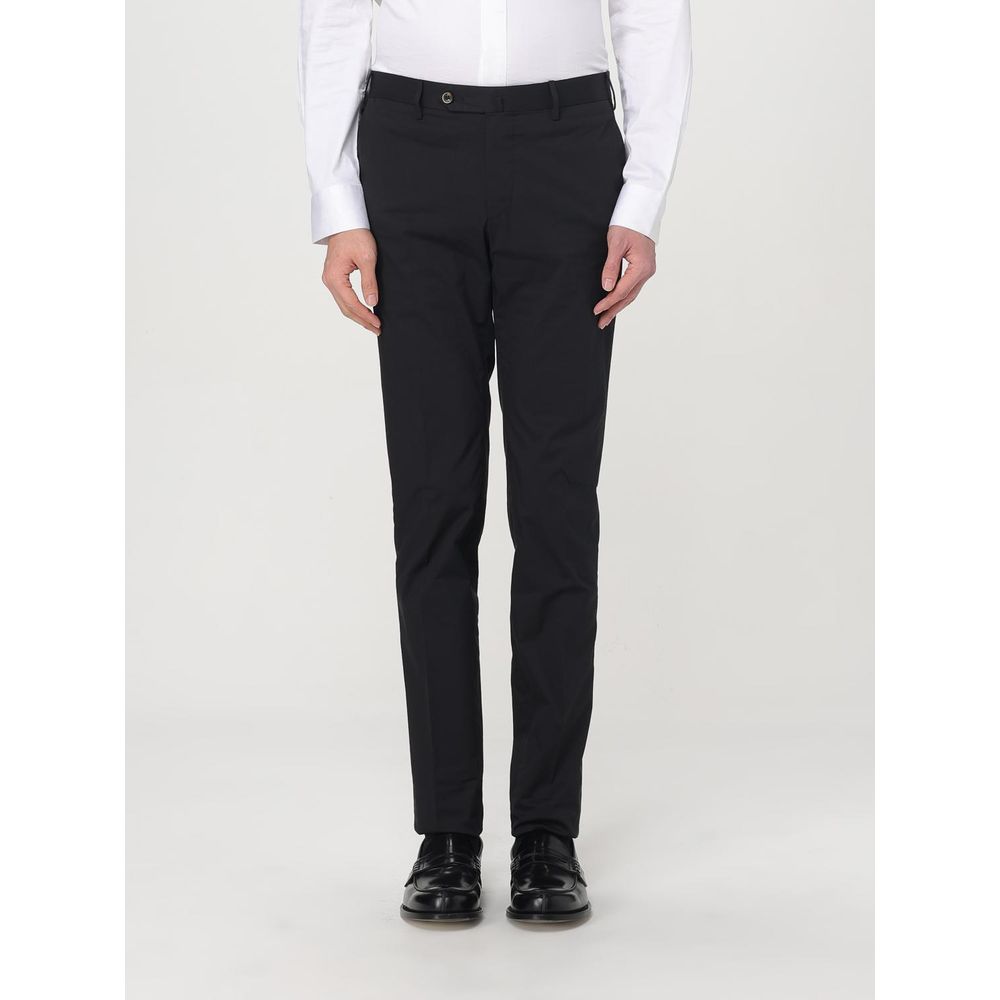 PT Torino Schwarze Baumwoll-Röhrenhose