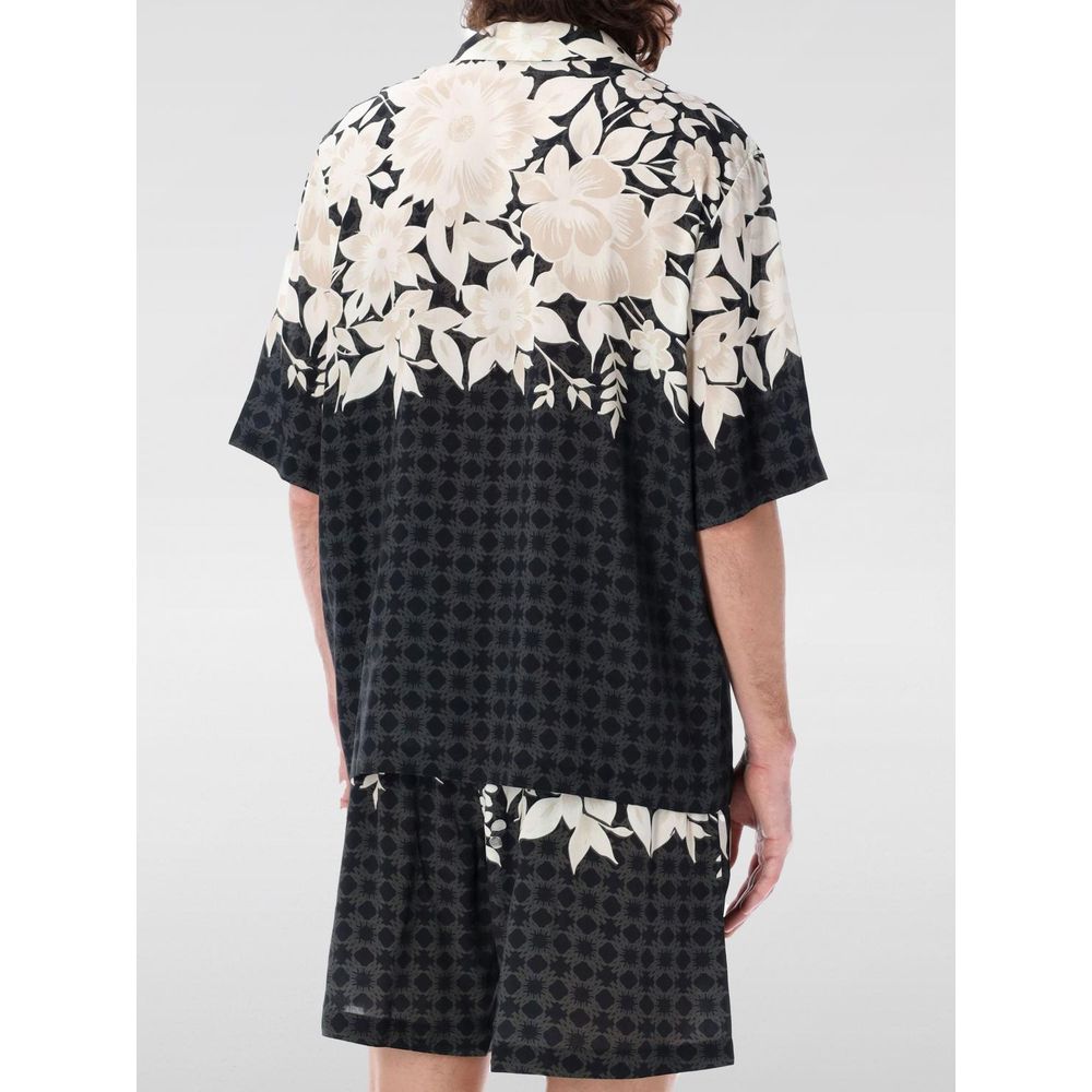 Amiri Schwarzes Seidenhemd mit Muster