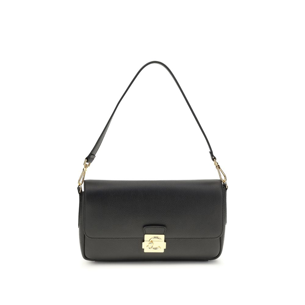 Coccinelle Schwarze Bos Taurus Kalbsleder Schultertasche