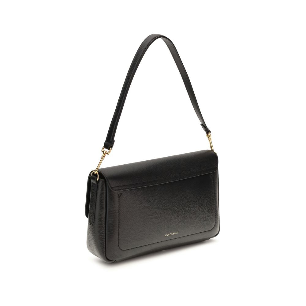 Coccinelle Schwarze Bos Taurus Kalbsleder Schultertasche