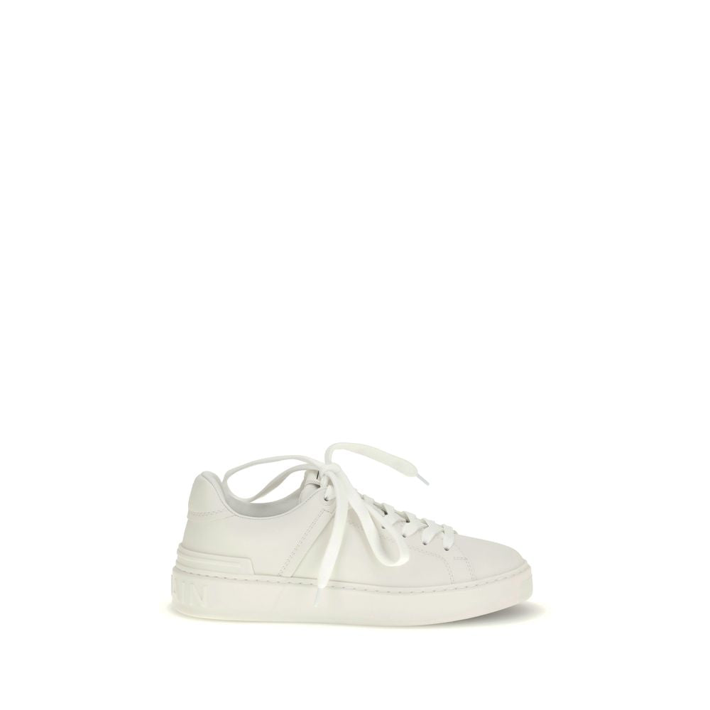 Balmain Weiße Low-Top-Sneaker aus Kalbsleder Bos Taurus