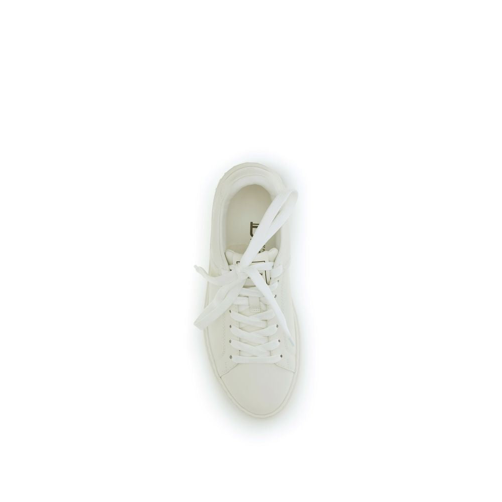 Balmain Weiße Low-Top-Sneaker aus Kalbsleder Bos Taurus