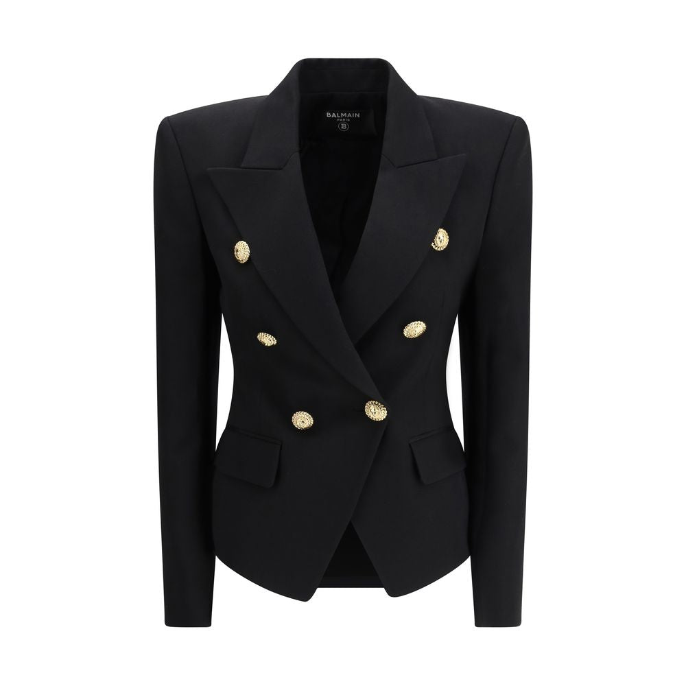 Balmain Schwarzer Oves Aries Wollblazer