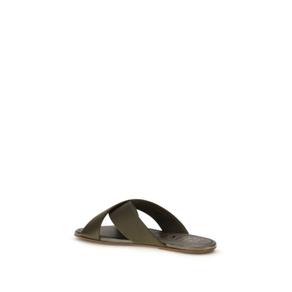Pedro García Braune Sandalen aus Seide