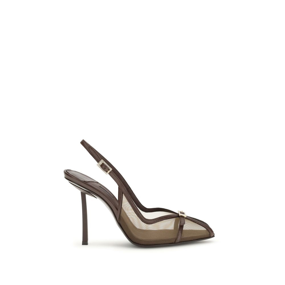 LE SILLA Braune Kalbsleder-Pumps mit Plateau "Bos Taurus"