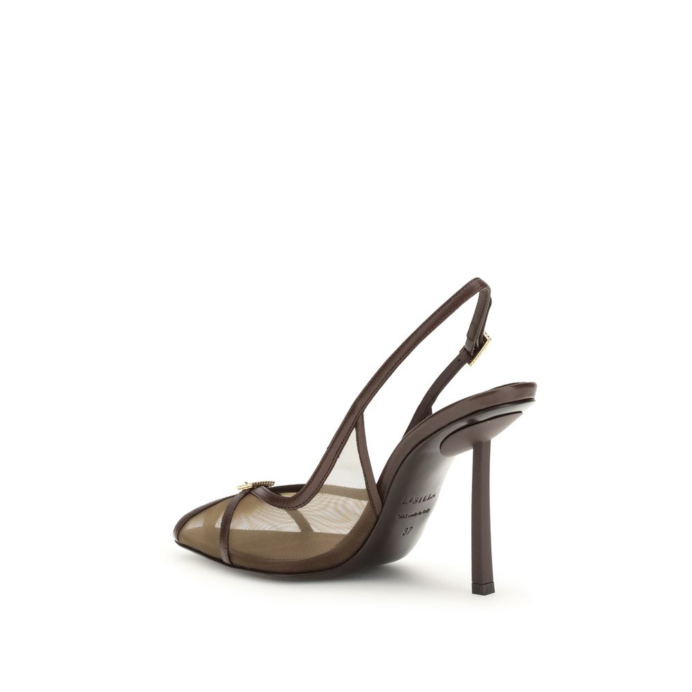 LE SILLA Braune Kalbsleder-Pumps mit Plateau "Bos Taurus"
