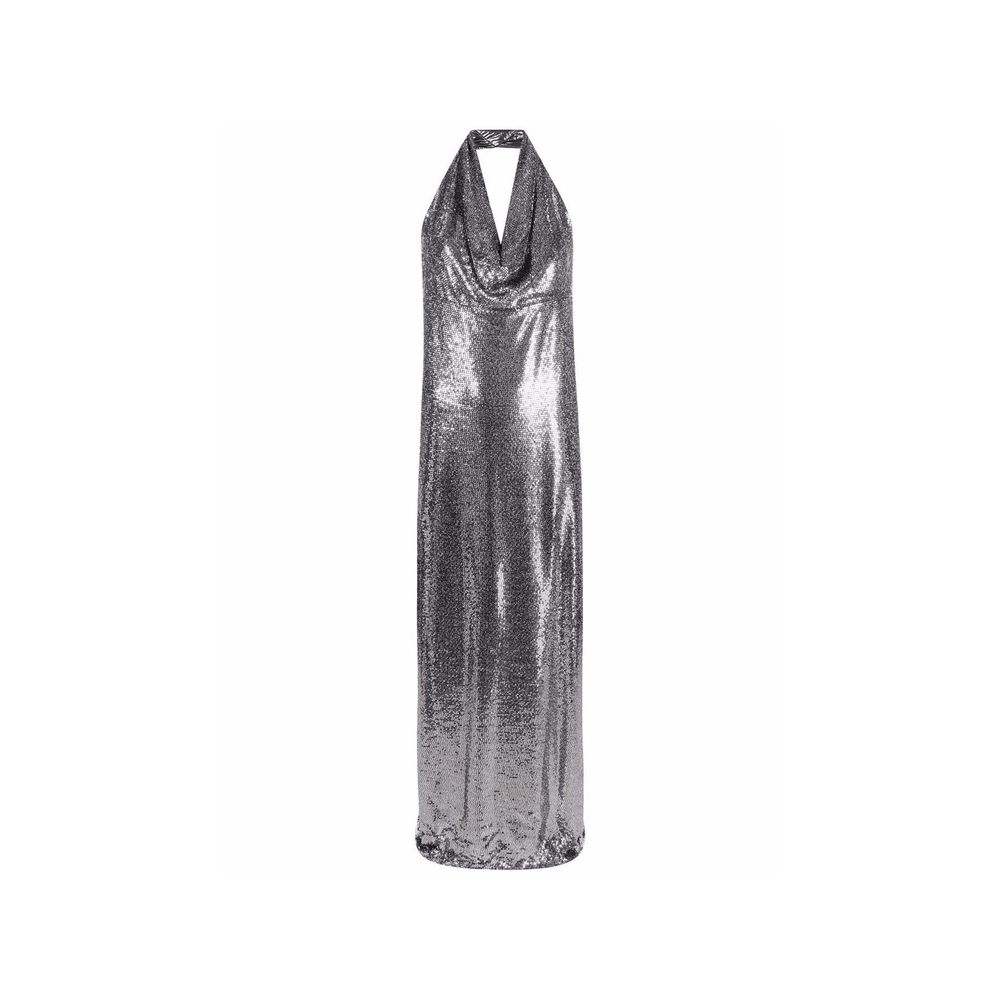 BLANCA VITA Silbernes Cocktailkleid aus Elasthan