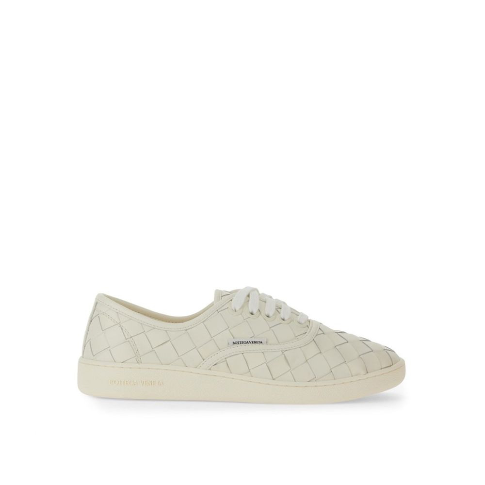 Bottega Veneta Weiße Kalbsleder Low-Top-Sneaker