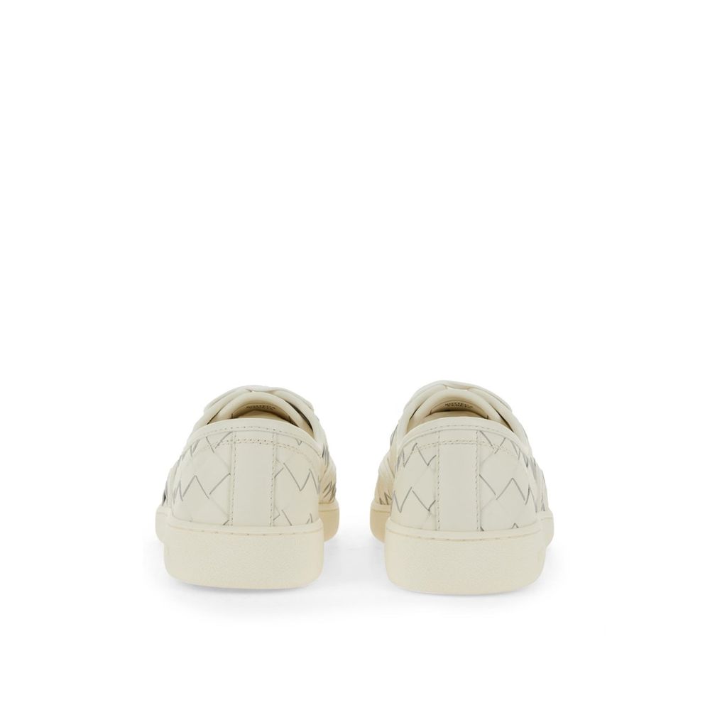 Bottega Veneta Weiße Kalbsleder Low-Top-Sneaker