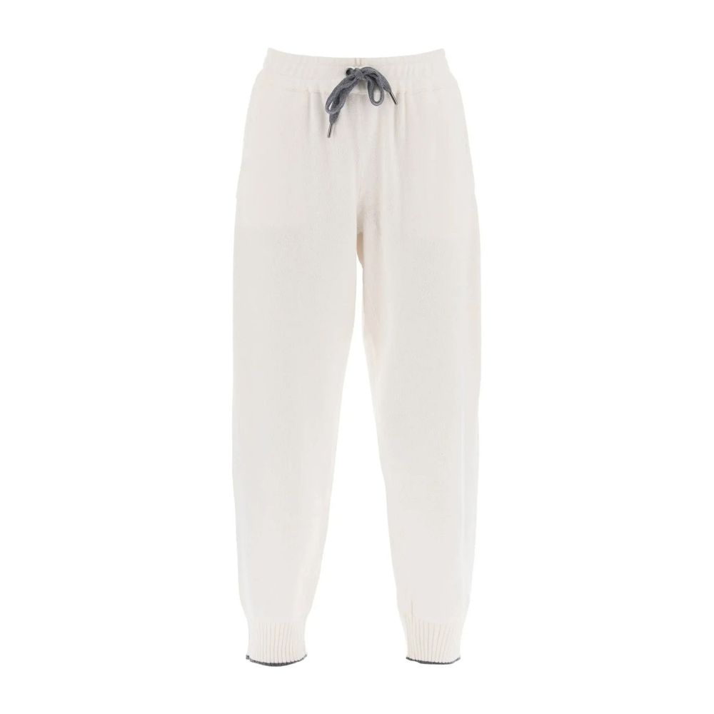 Brunello Cucinelli Weiße Kaschmir-Freizeithose