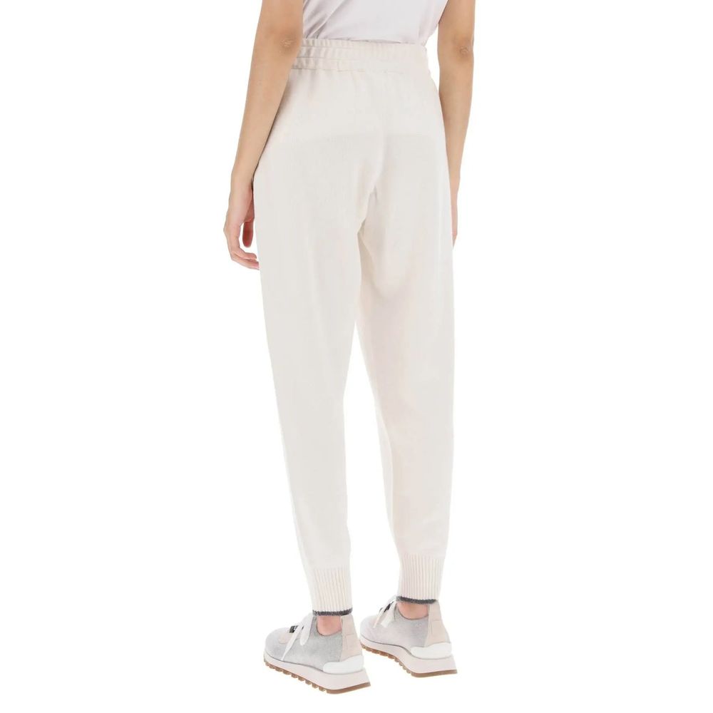 Brunello Cucinelli Weiße Kaschmir-Freizeithose