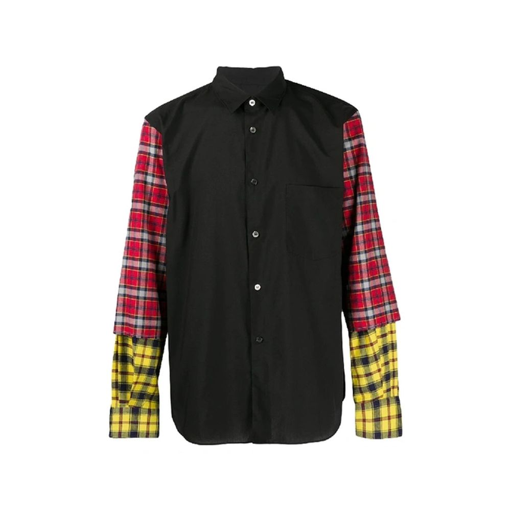 Comme Des Garçons Schwarzes Baumwollhemd mit Muster