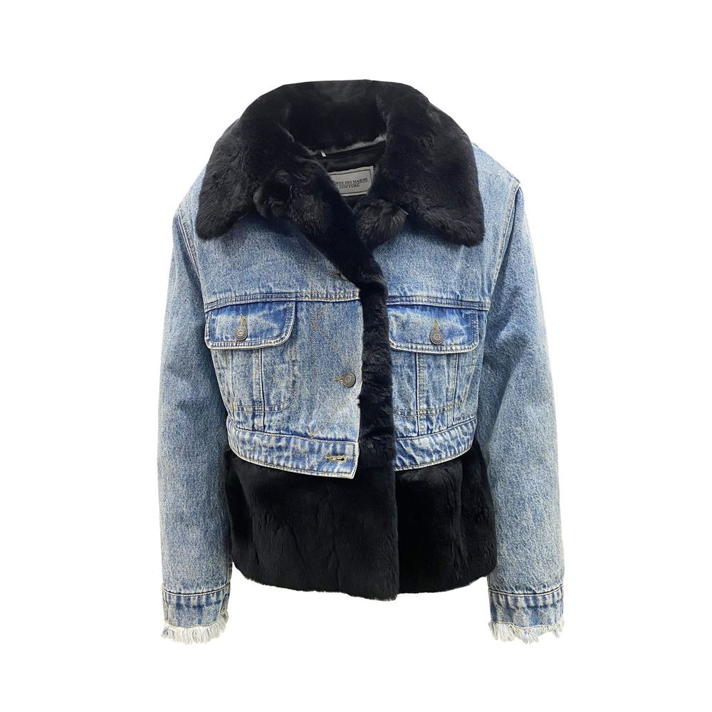 FORTE DEI MARMI COUTURE Blaue Jeansjacke aus Baumwolle