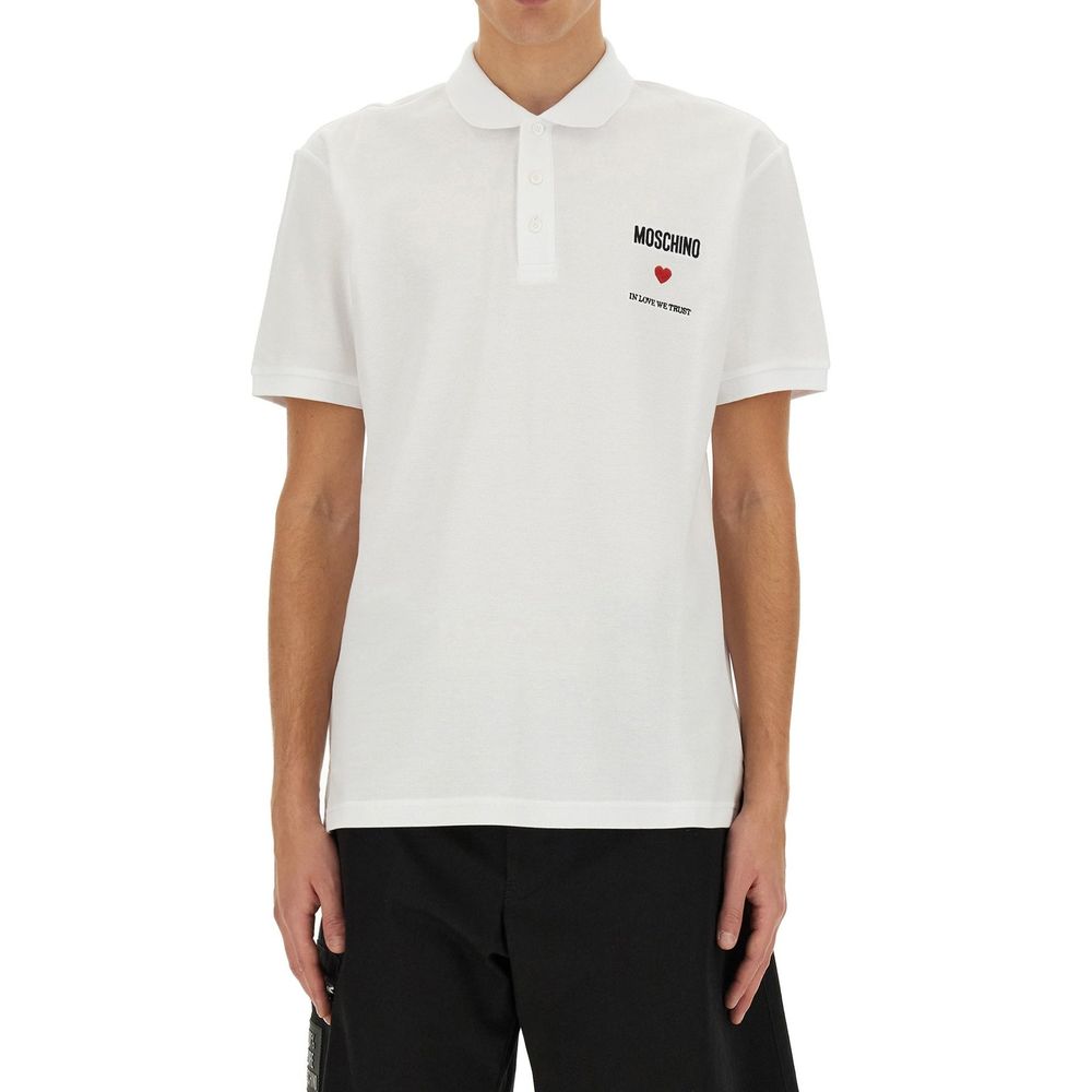 Moschino Couture Weißes Poloshirt aus Baumwolle