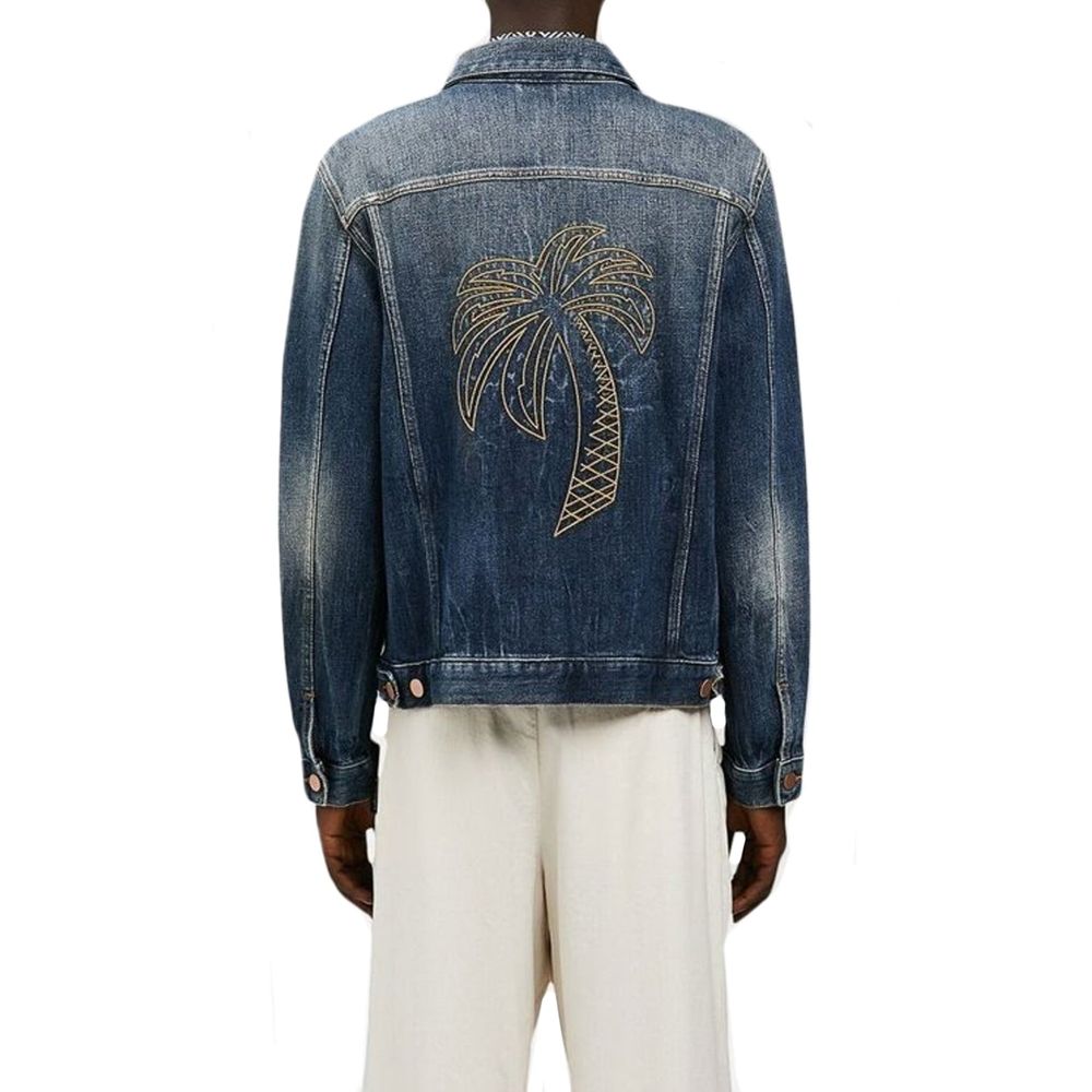 Palm Angels Blaue Jeansjacke aus Baumwolle