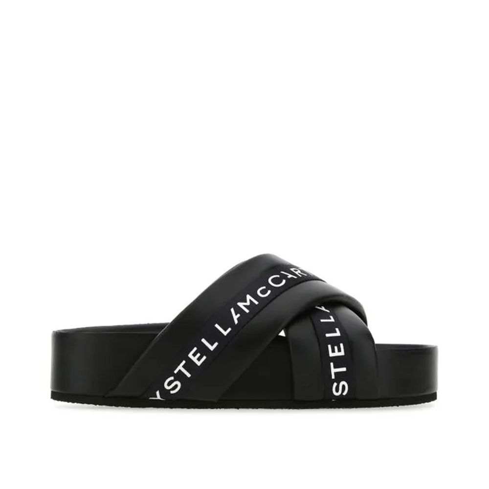 Stella McCartney Schwarze Polyurethan-Slipper