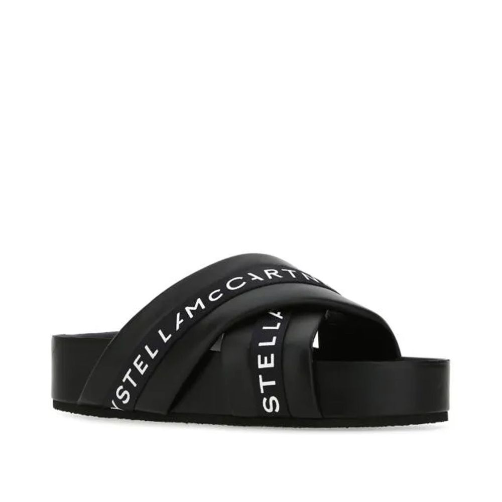 Stella McCartney Schwarze Polyurethan-Slipper