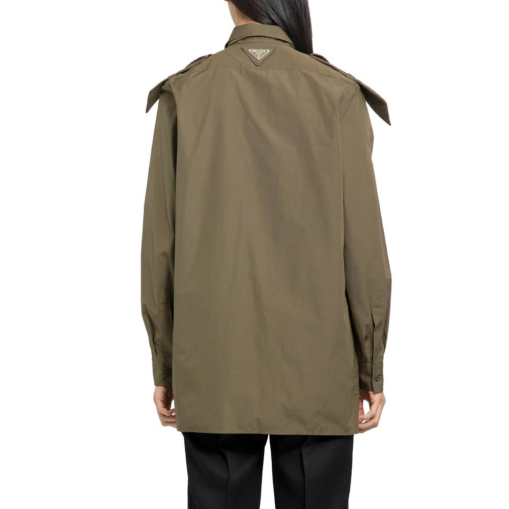 Prada Zweifarbige Baumwoll-Hemdbluse