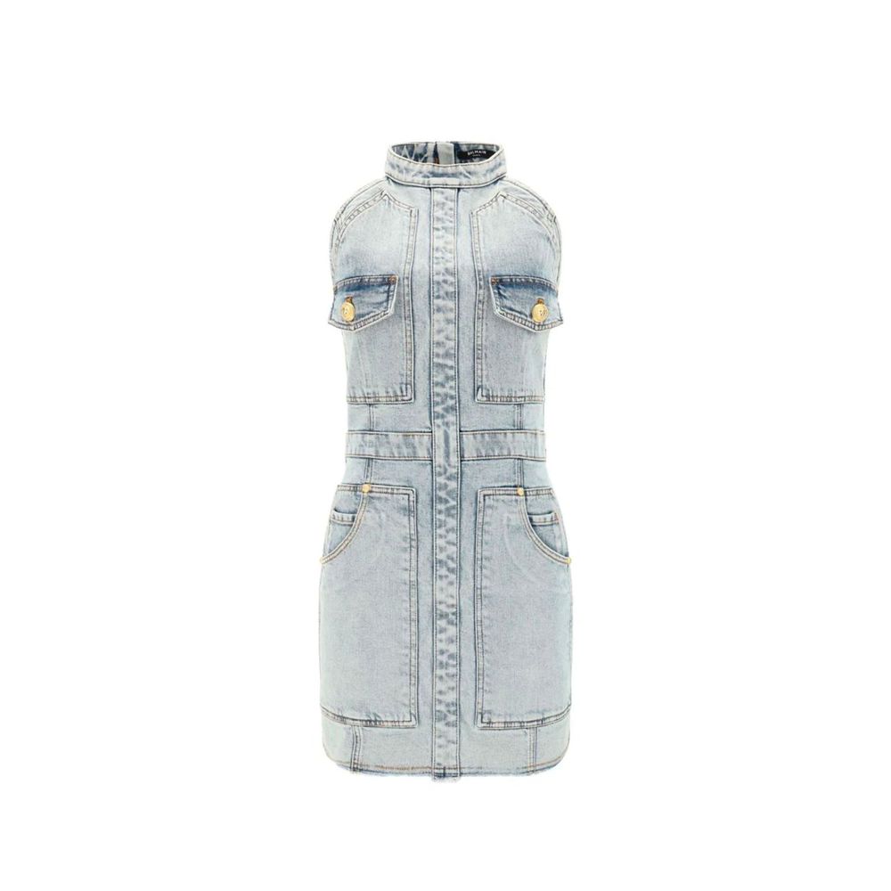 Balmain Blaues Baumwoll-Freizeitkleid