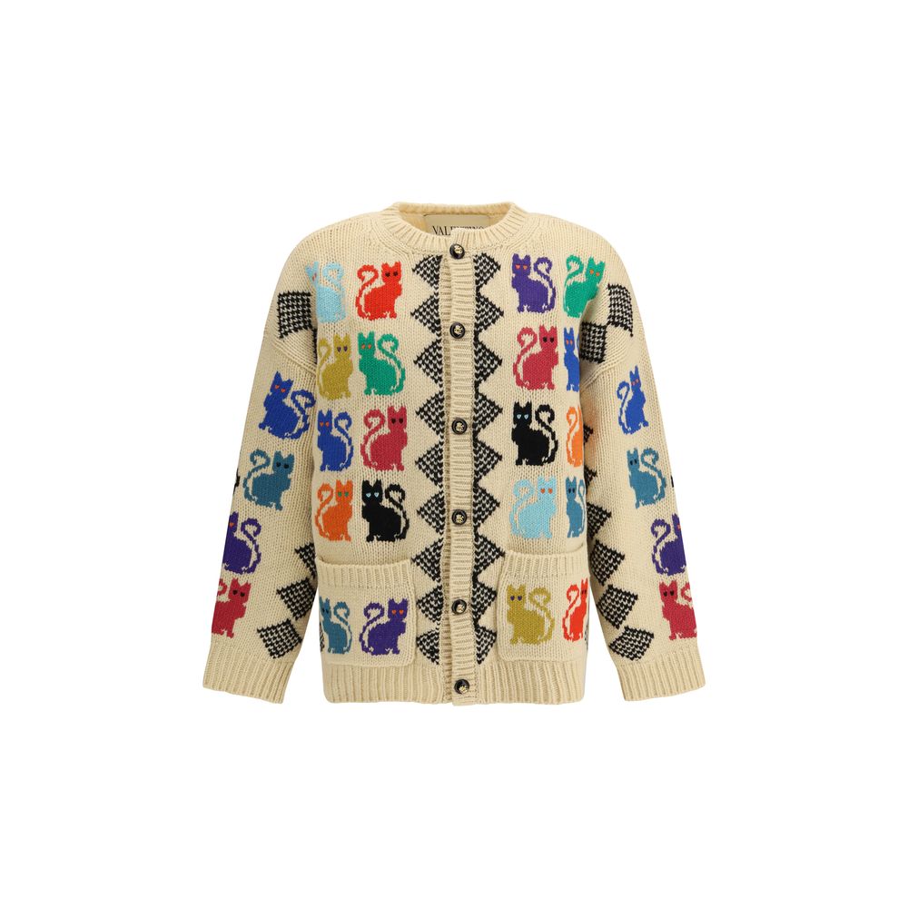 Valentino Garavani Mehrfarbige Strickjacke aus Fleece-Wolle