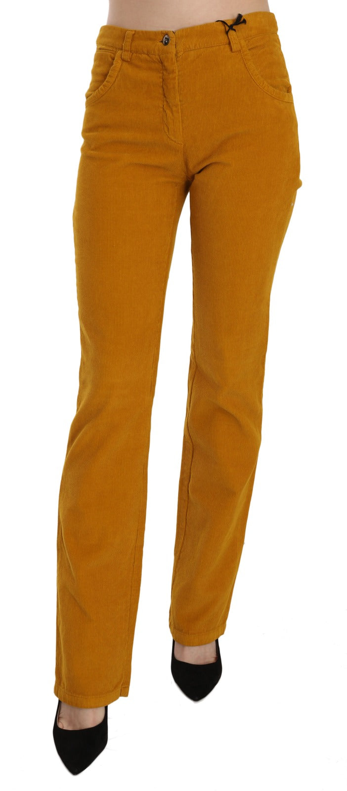Costume National Orange High Waist Straight Leg Hose