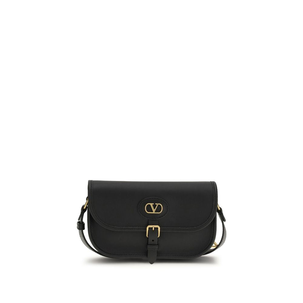 Valentino Garavani Schwarze Bos Taurus Kalbsleder Schultertasche