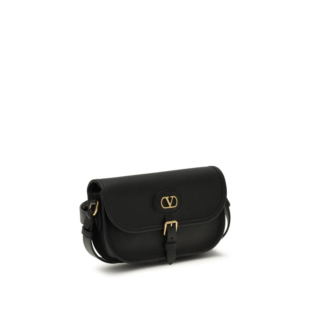 Valentino Garavani Schwarze Bos Taurus Kalbsleder Schultertasche