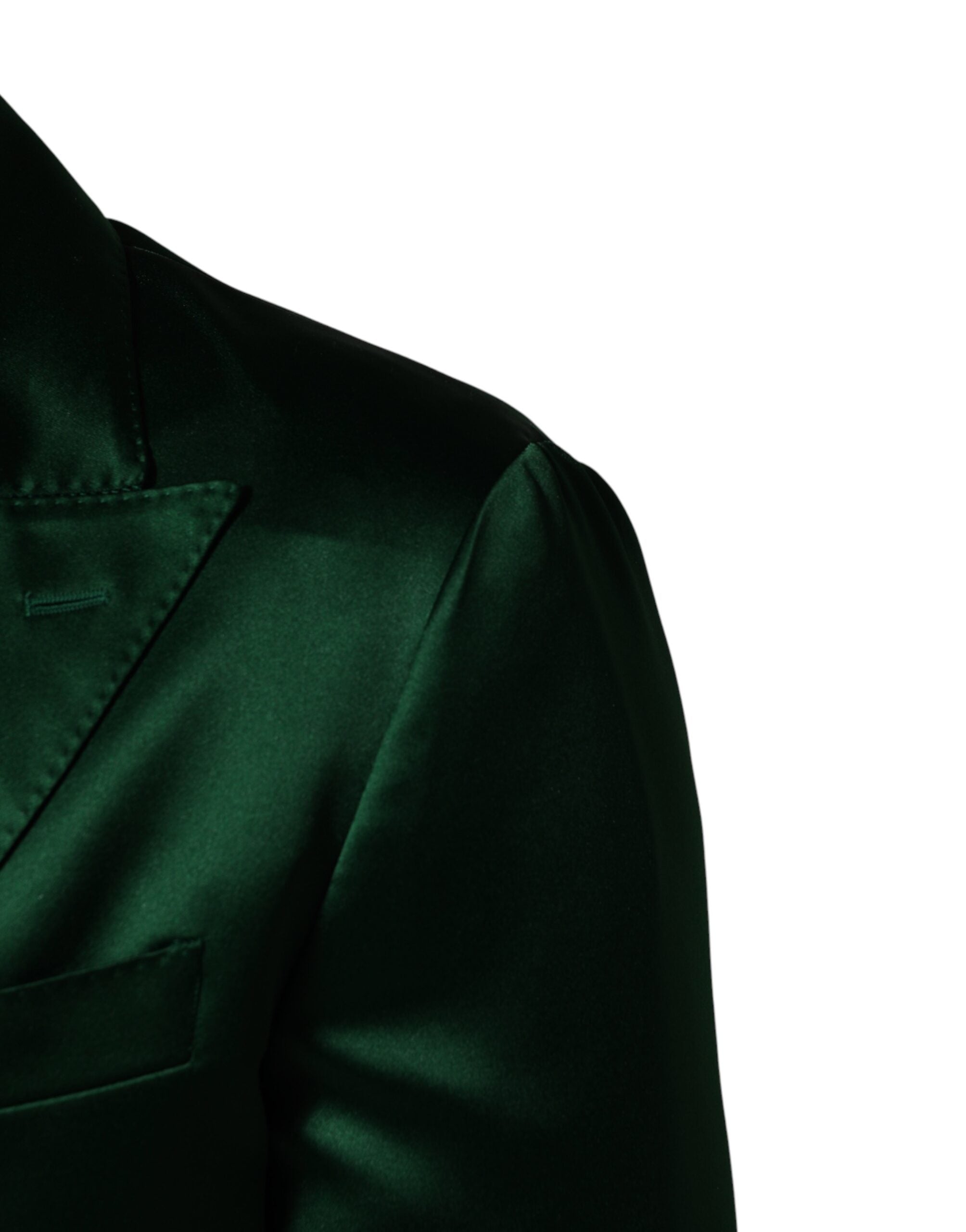 Dolce & Gabbana Grüner Satin Zweireiher-Blazer