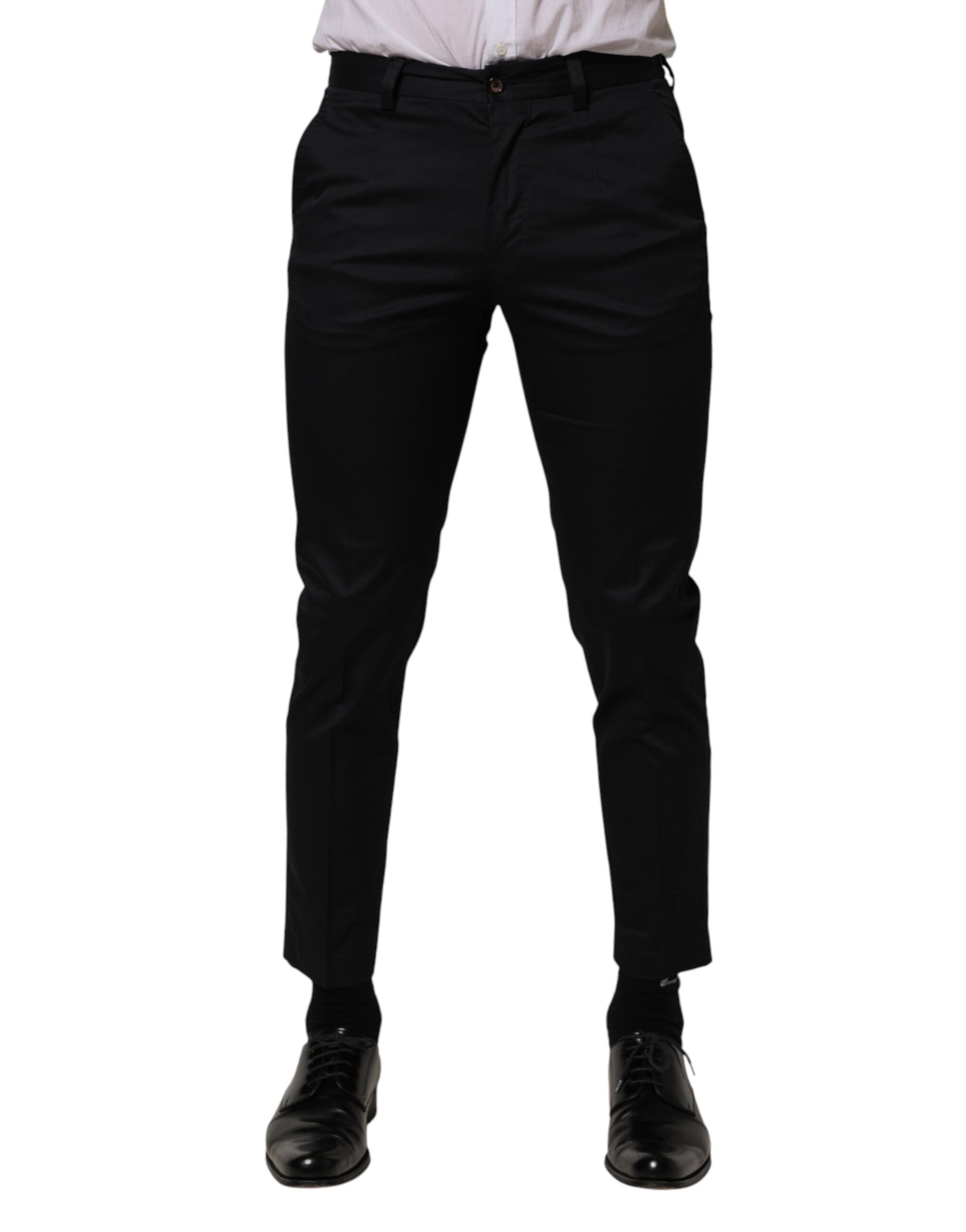 Dolce & Gabbana Dunkelblaue Baumwoll-Skinny-Hosenanzug-Hose