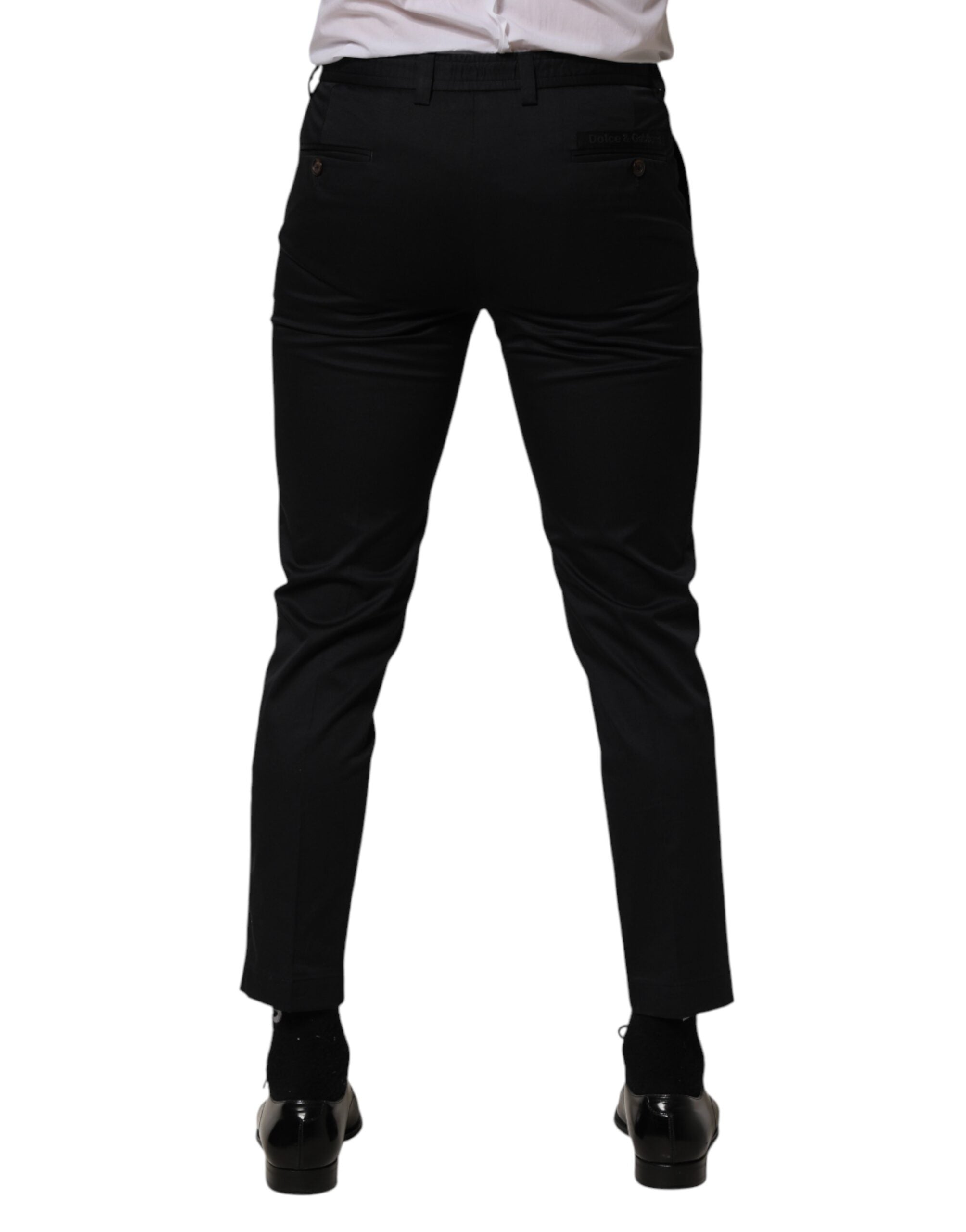 Dolce & Gabbana Dunkelblaue Baumwoll-Skinny-Hosenanzug-Hose