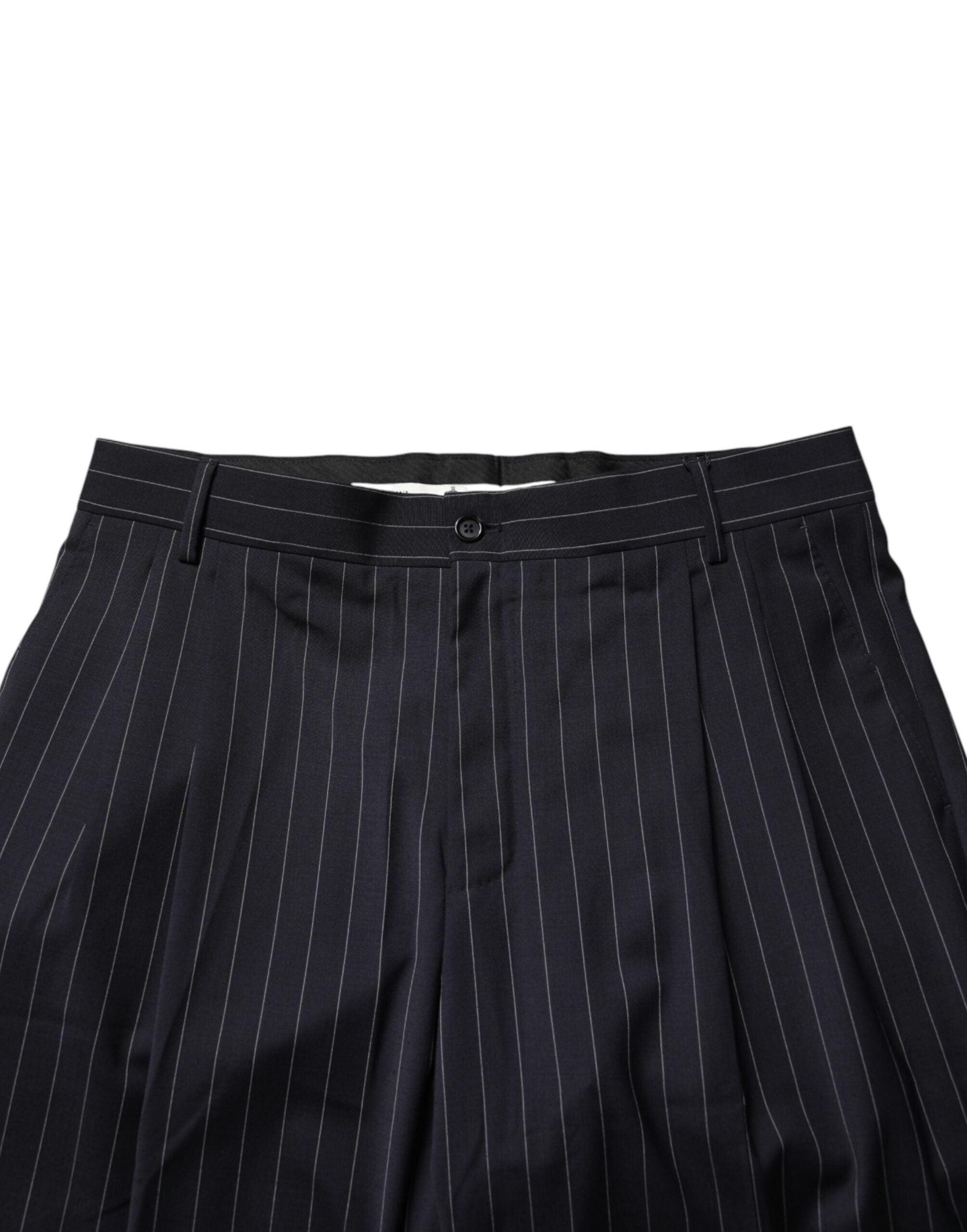 Dolce & Gabbana Schwarze gerade Herren-Anzughose mit Streifen