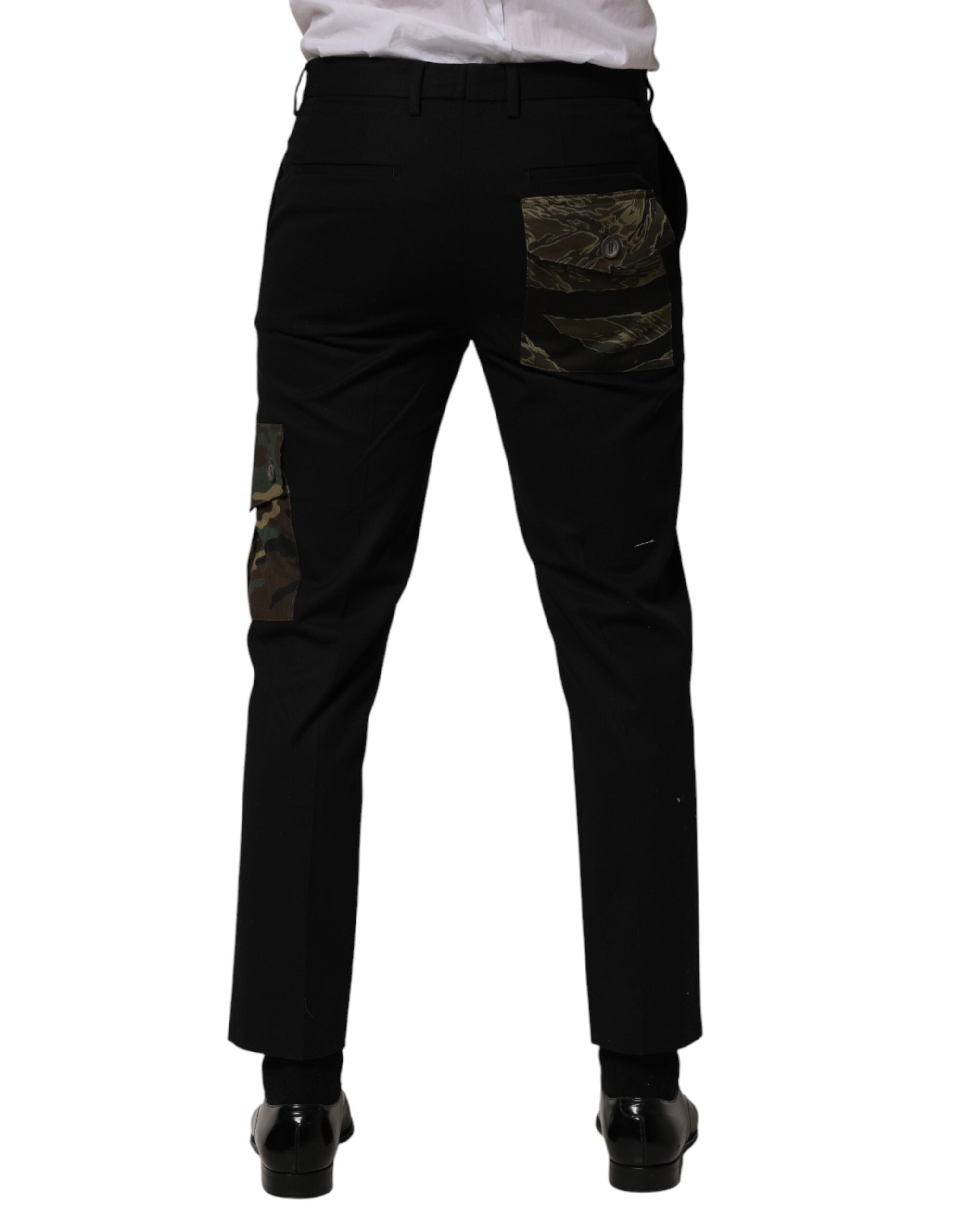 Dolce & Gabbana Schwarze Baumwoll-Skinny-Hose im Cargo-Stil