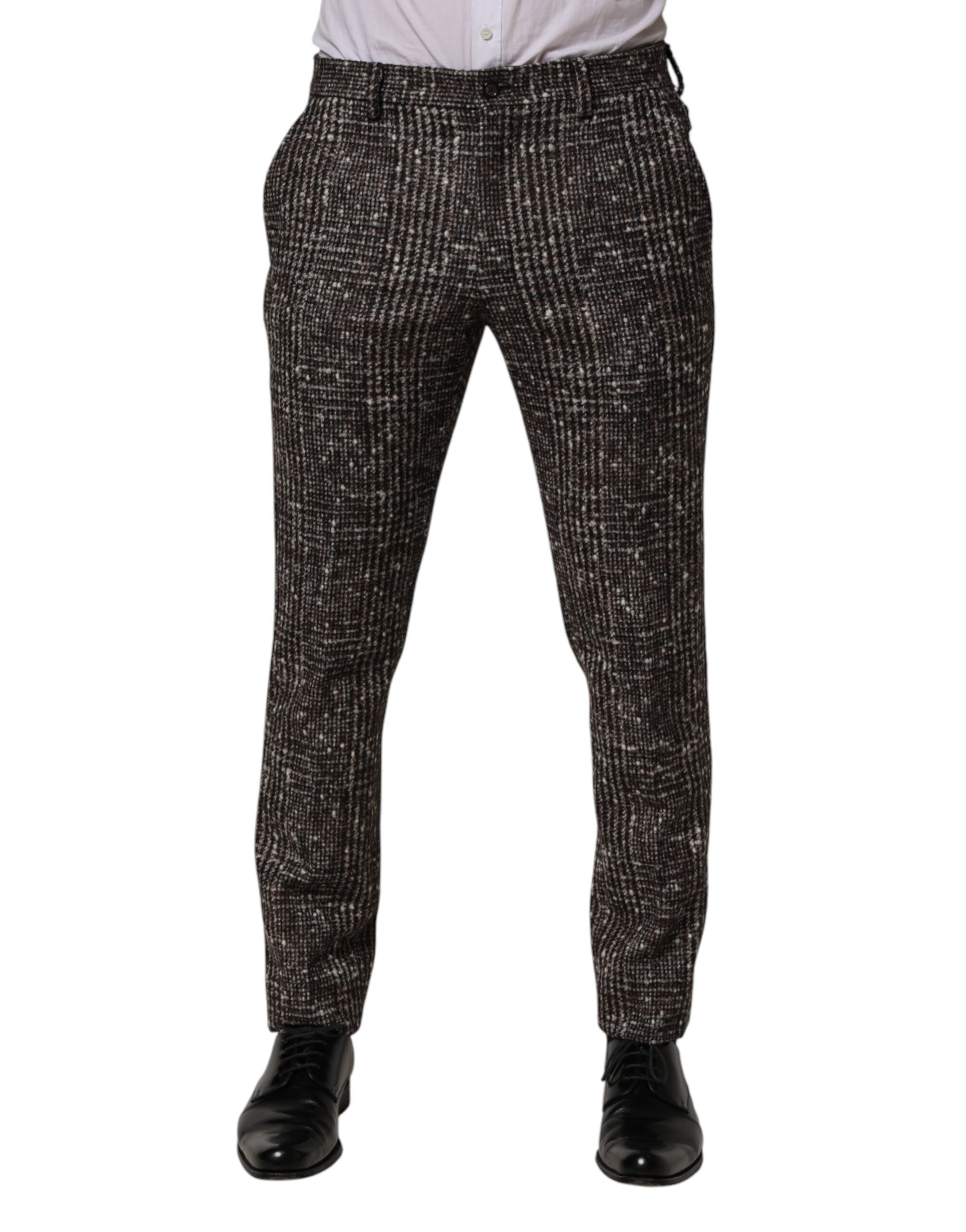Dolce & Gabbana Braune Woll-Karree-Röhrenhose für Kleider
