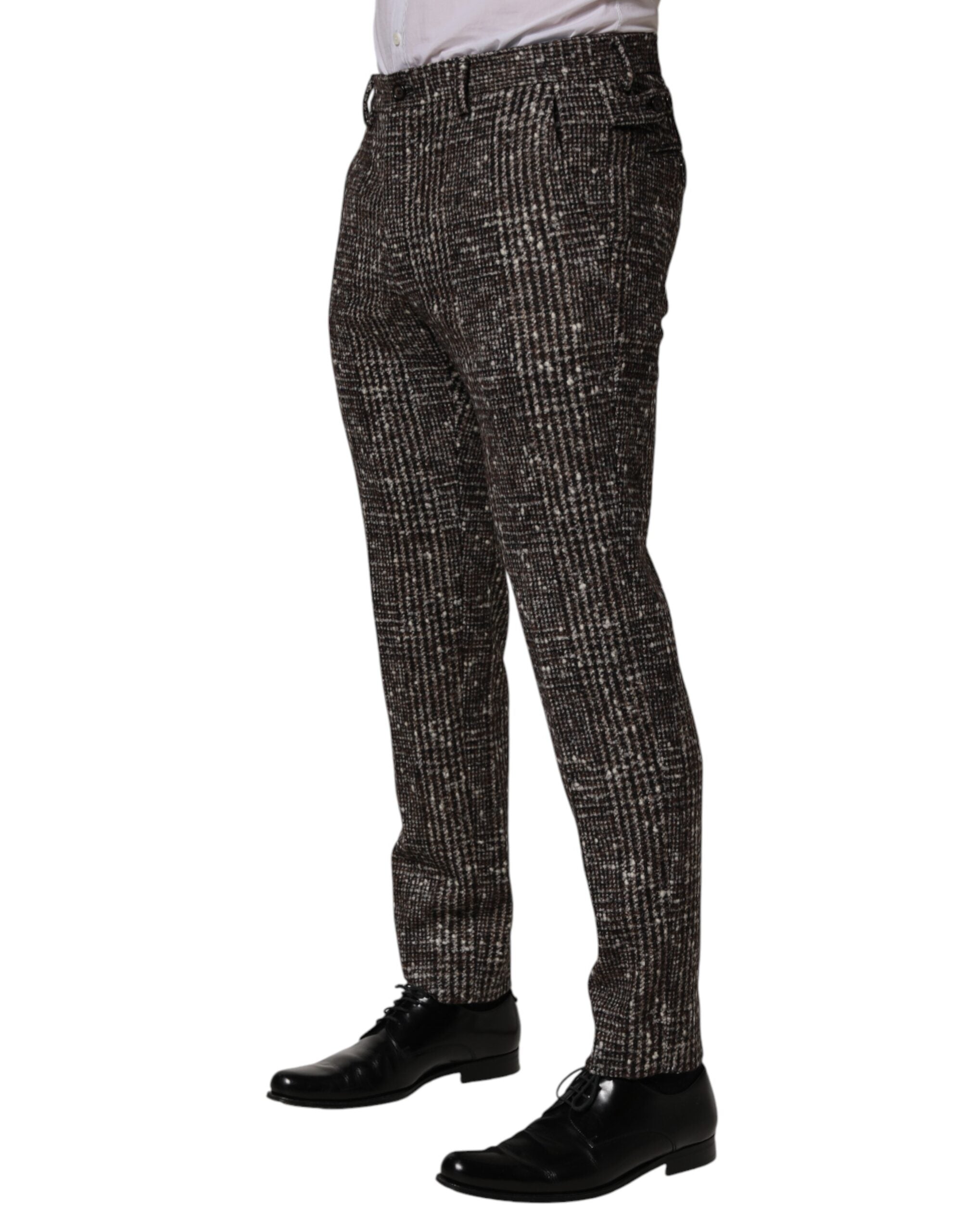 Dolce & Gabbana Braune Woll-Karree-Röhrenhose für Kleider