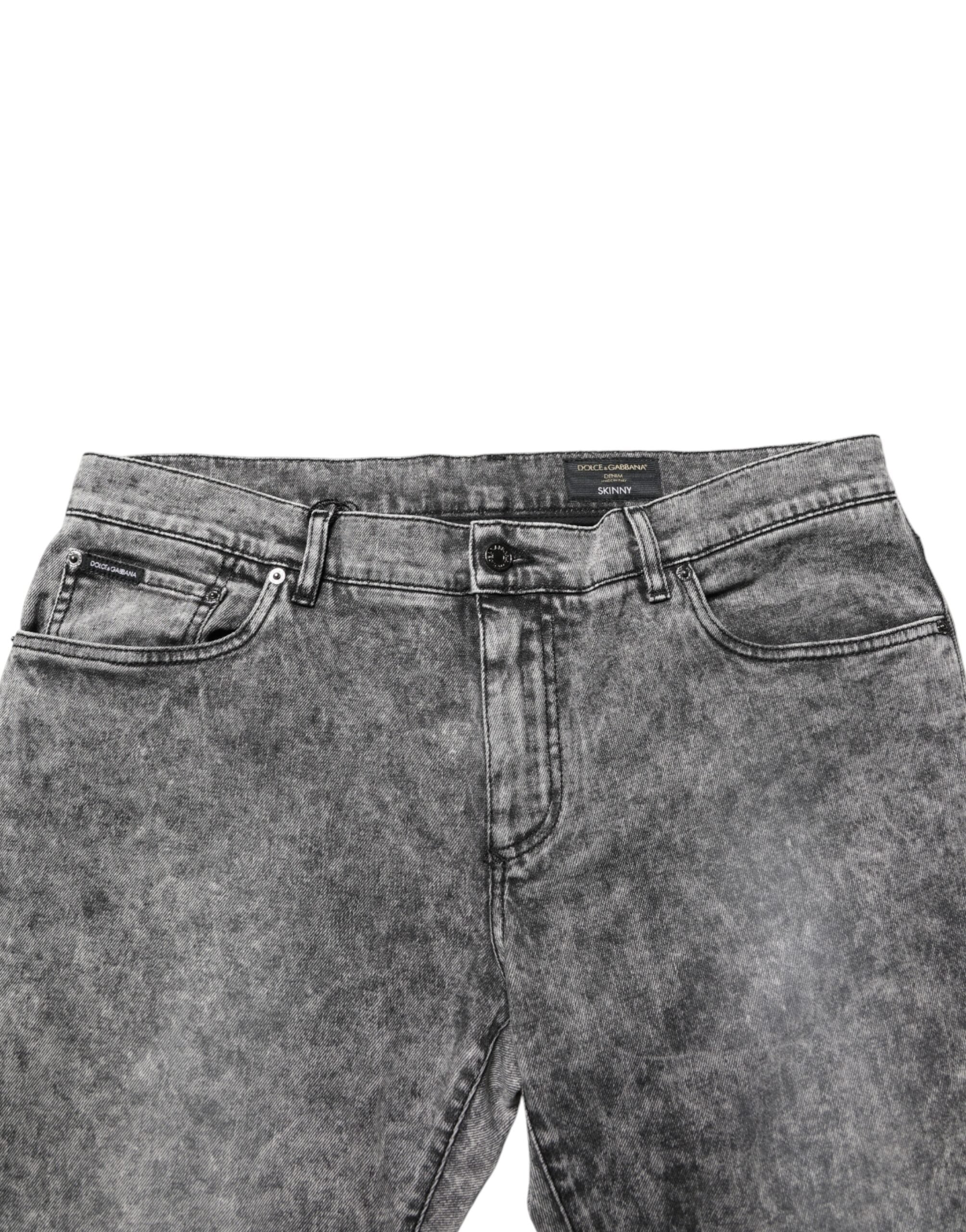 Dolce & Gabbana Graue Baumwoll-Jeans mit geradem Bein