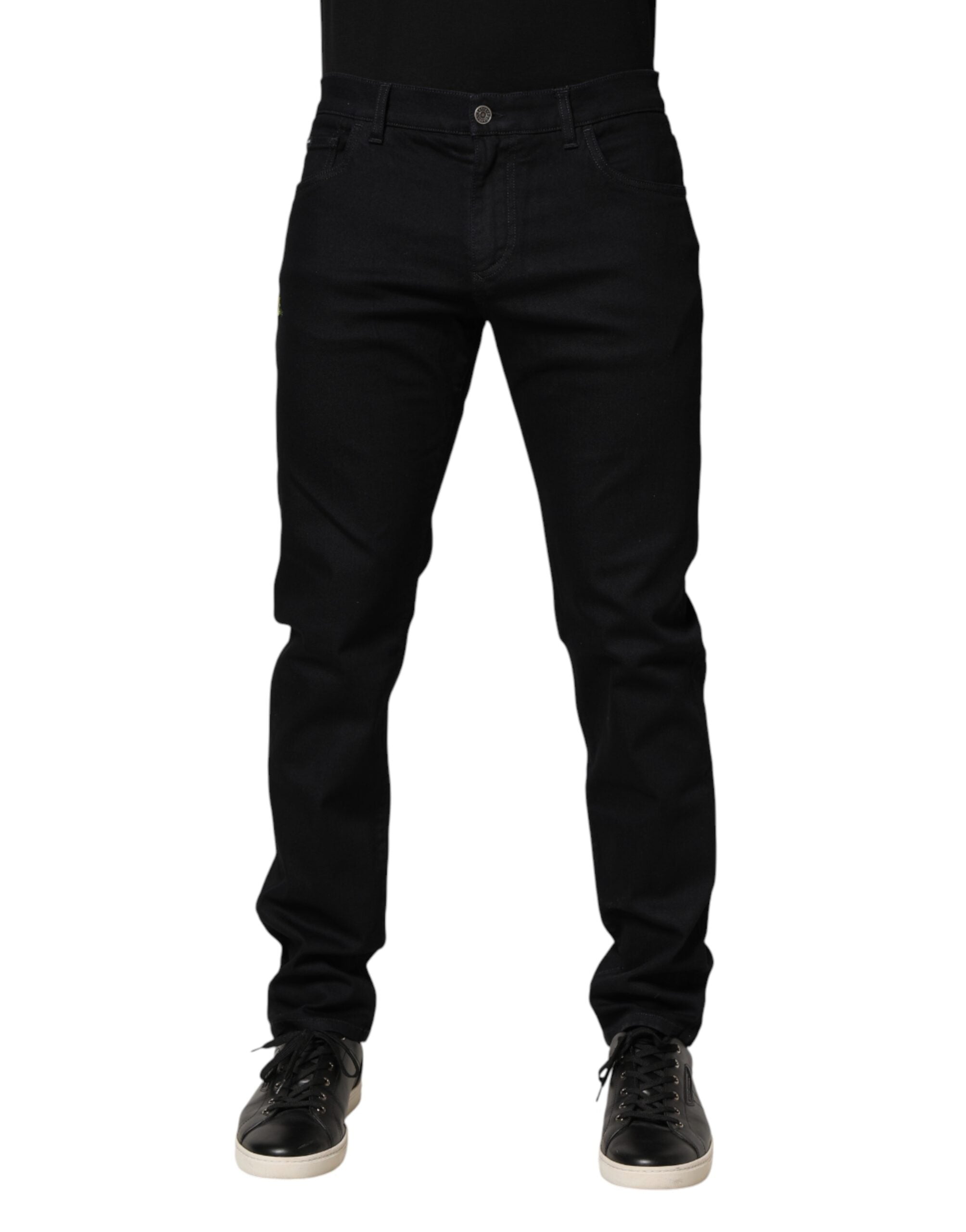 Dolce & Gabbana Schwarze Skinny-Jeans aus Baumwolle mit Blumenmuster für Herren