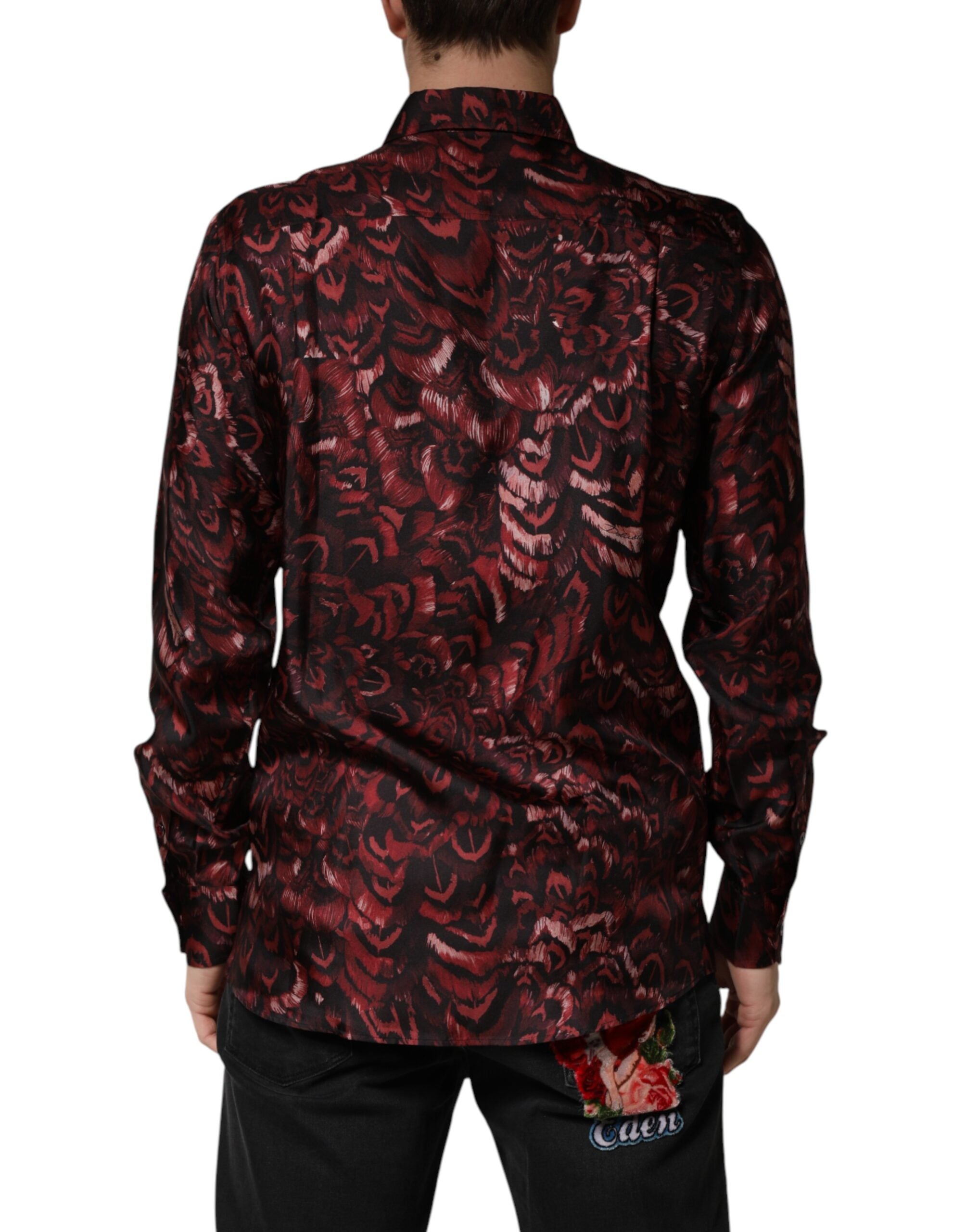 Dolce & Gabbana Herren-Hemd mit Bordeaux-Muster und Kragen