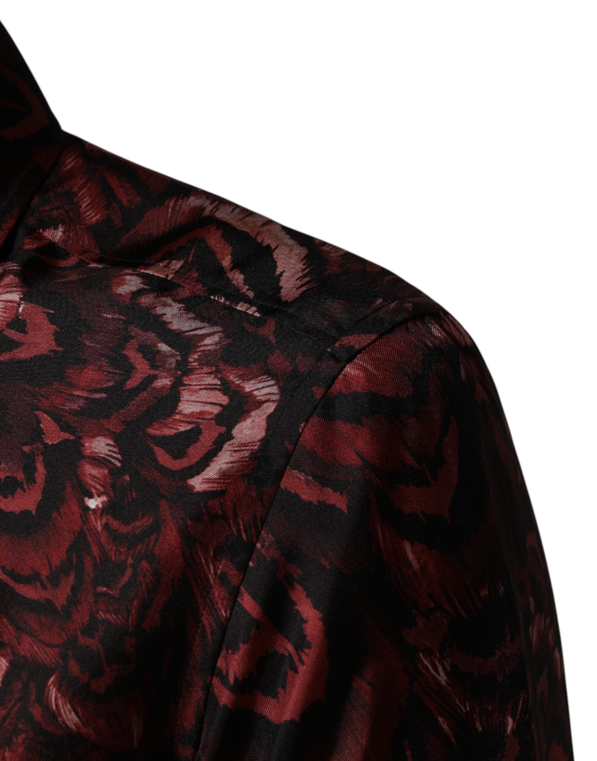 Dolce & Gabbana Herren-Hemd mit Bordeaux-Muster und Kragen