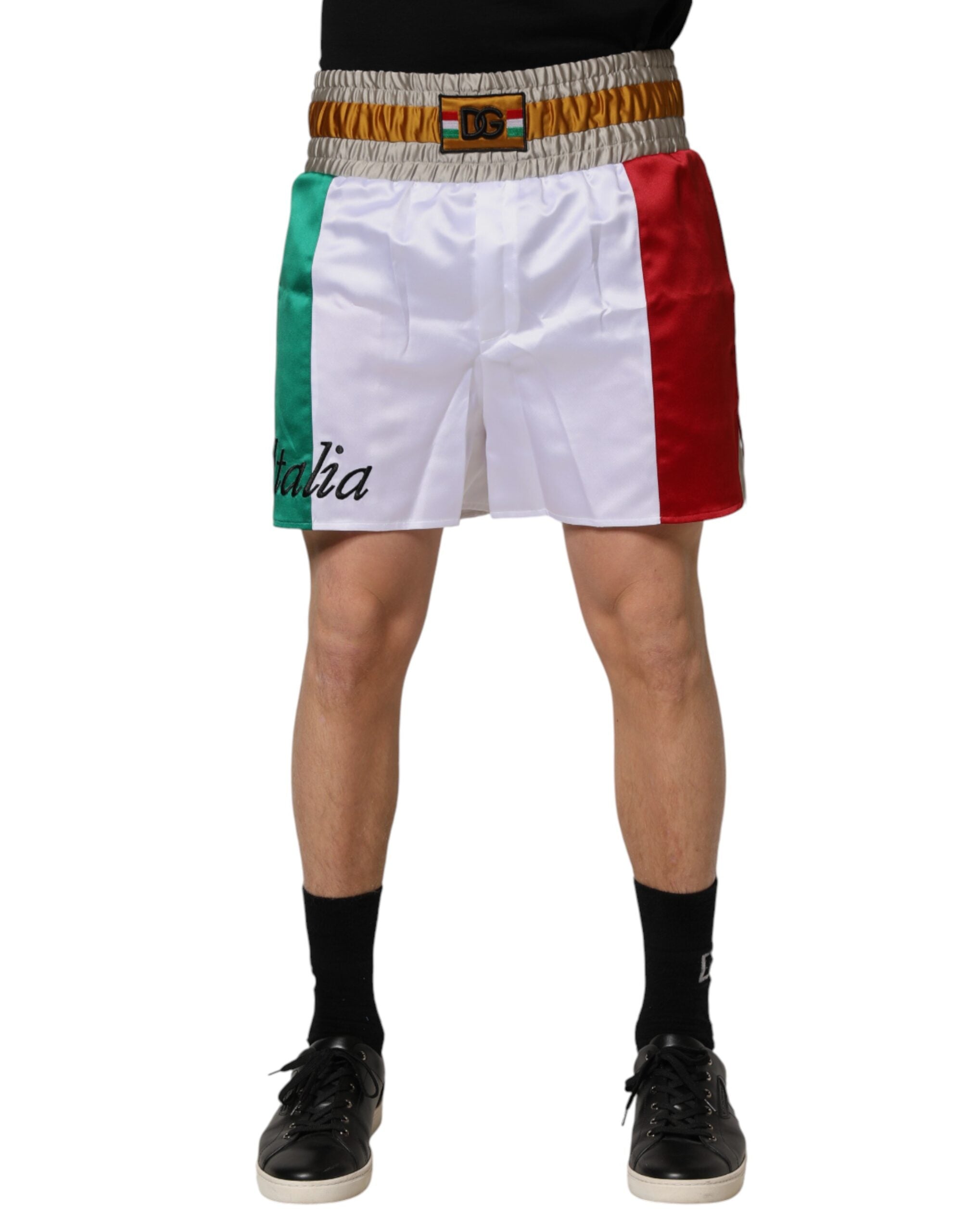 Dolce & Gabbana Mehrfarbige Bermuda-Shorts aus Polyester, Made in Italy