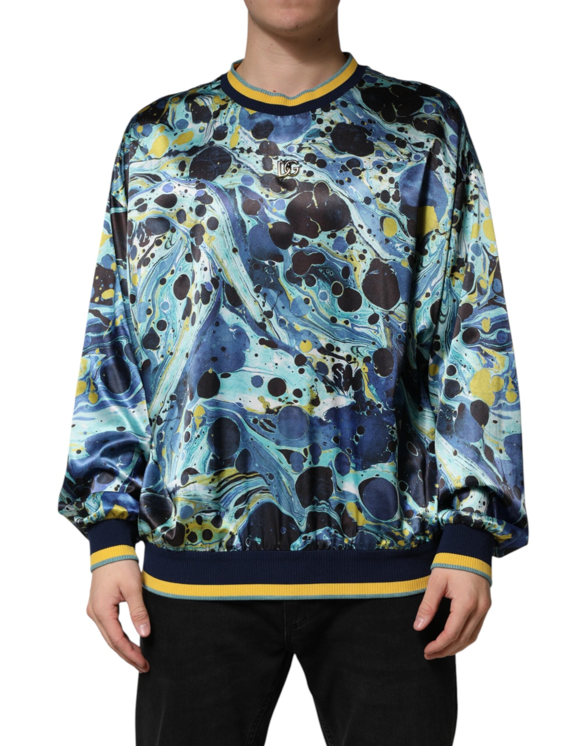 Dolce & Gabbana Mehrfarbiger Pullover im Marmor-Look