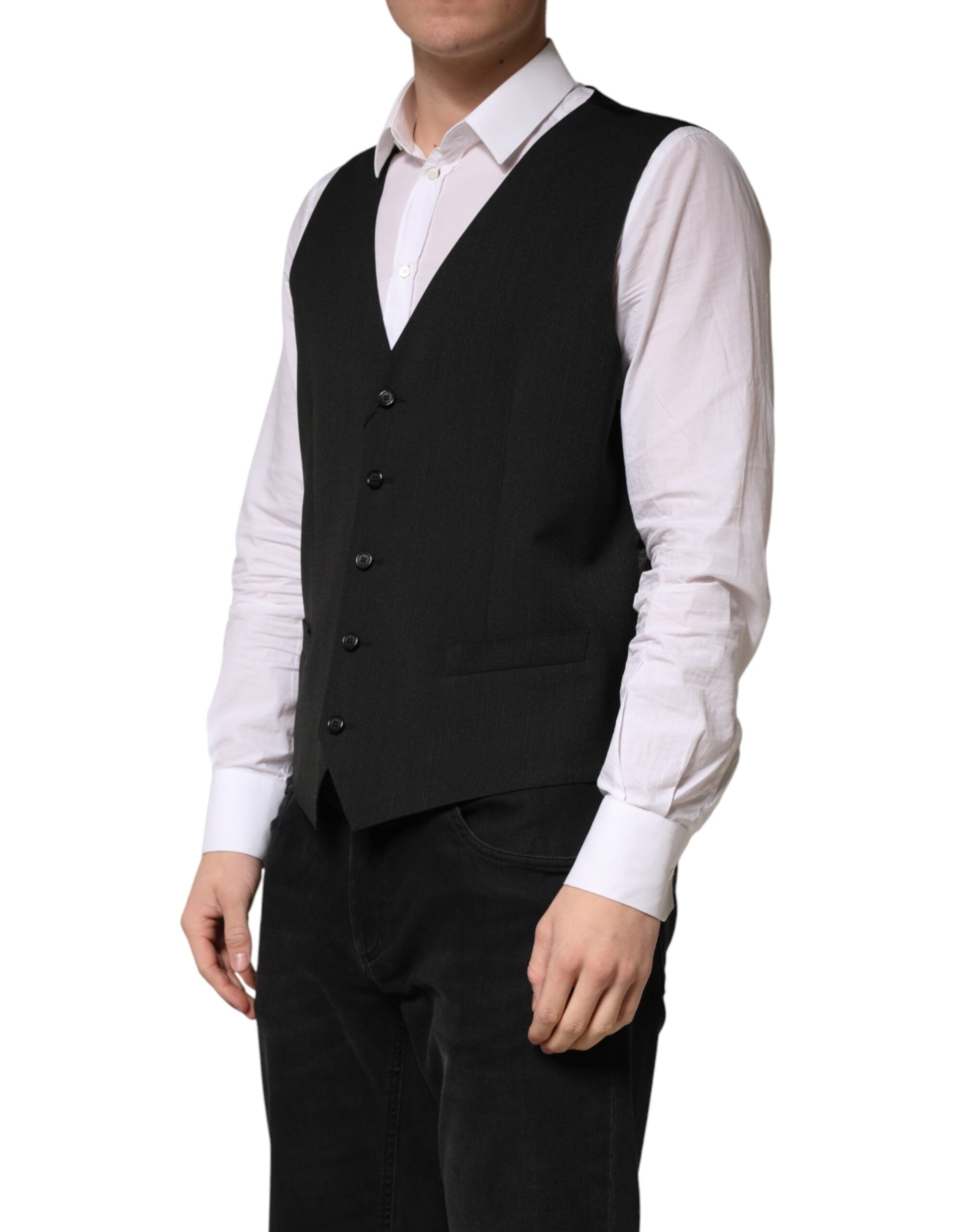 Dolce & Gabbana Schwarze Wollweste für Herren – Formeller Schnitt