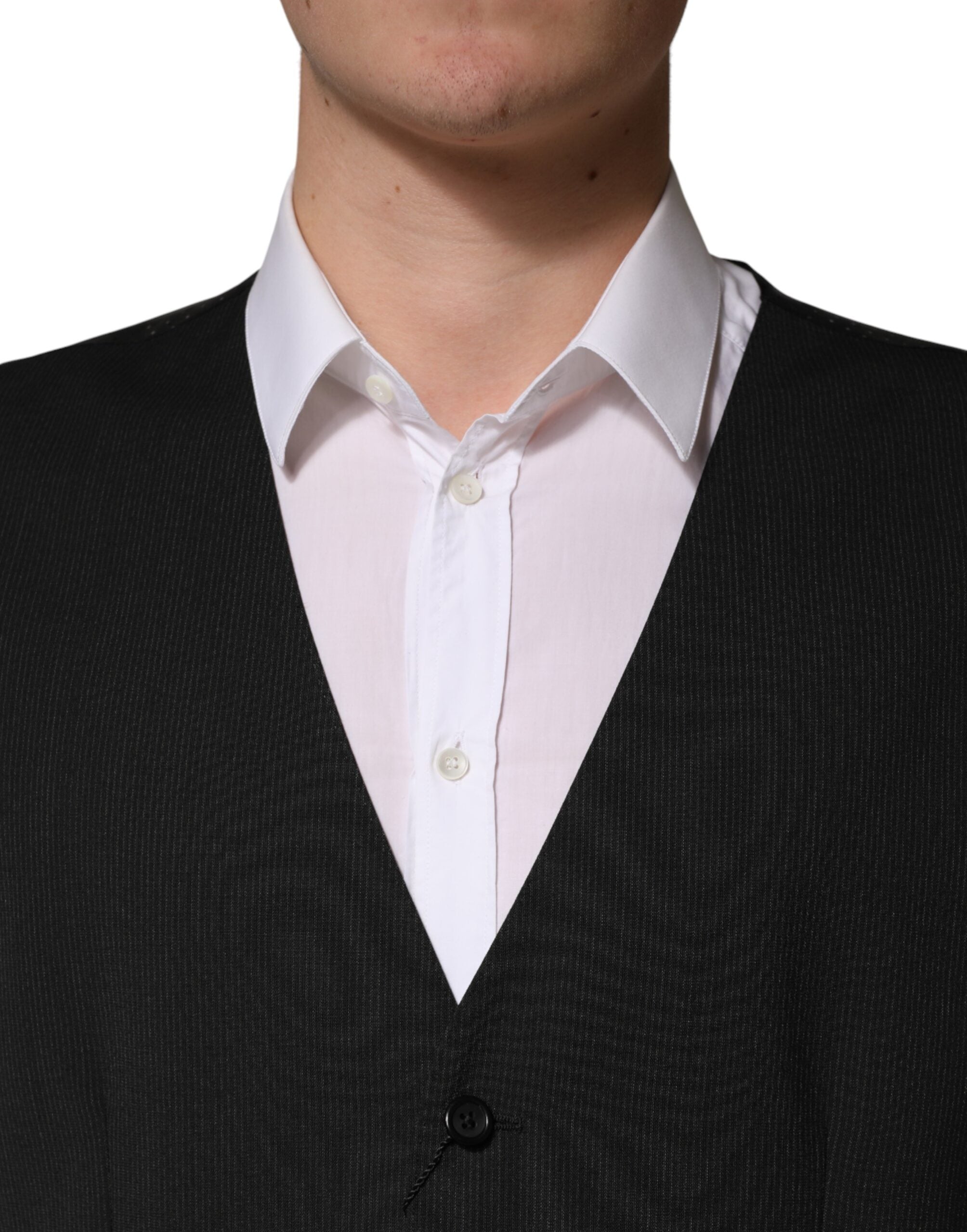 Dolce & Gabbana Schwarze Wollweste für Herren – Formeller Schnitt