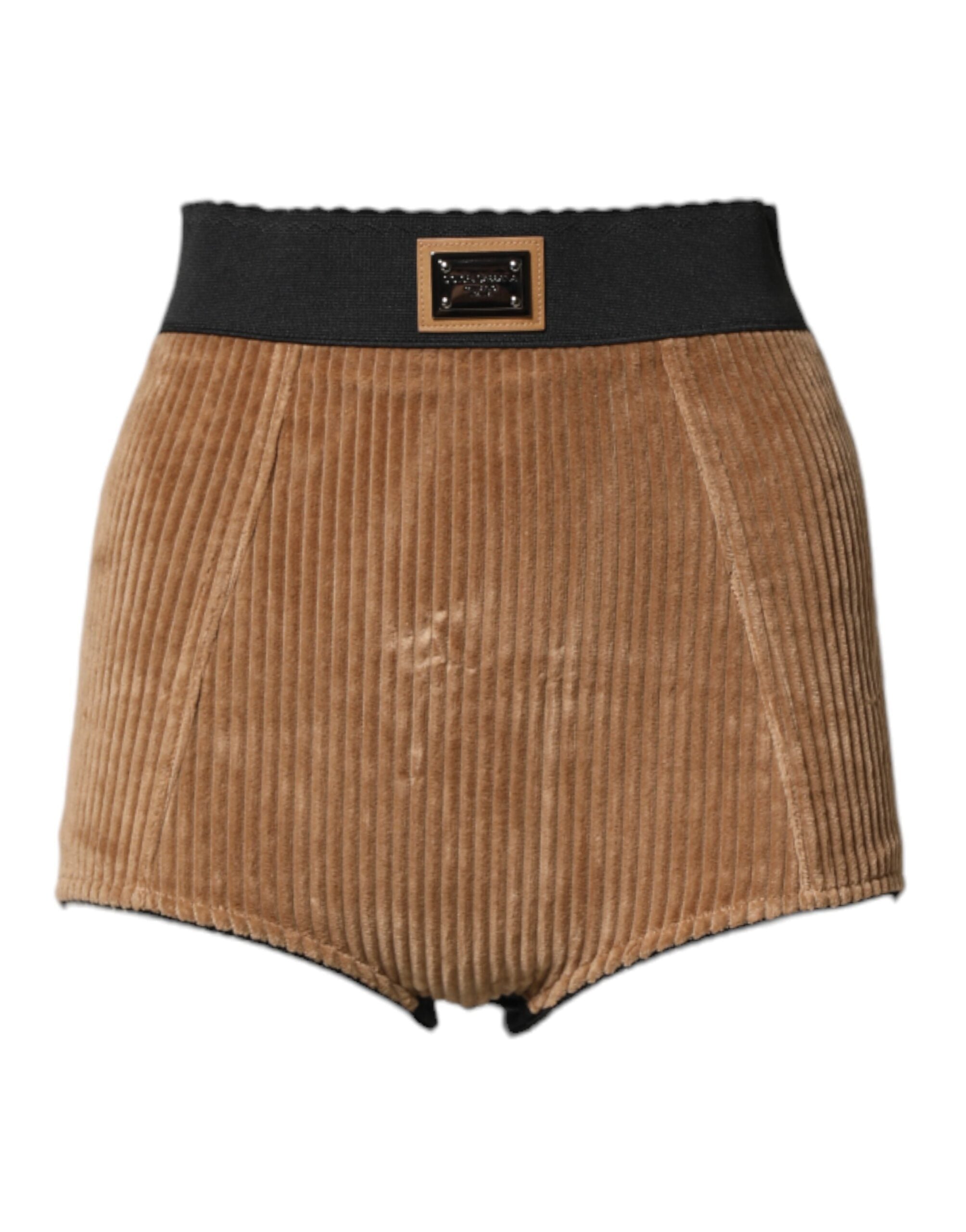 Dolce & Gabbana Braune Baumwoll-Hotpants mit hoher Taille