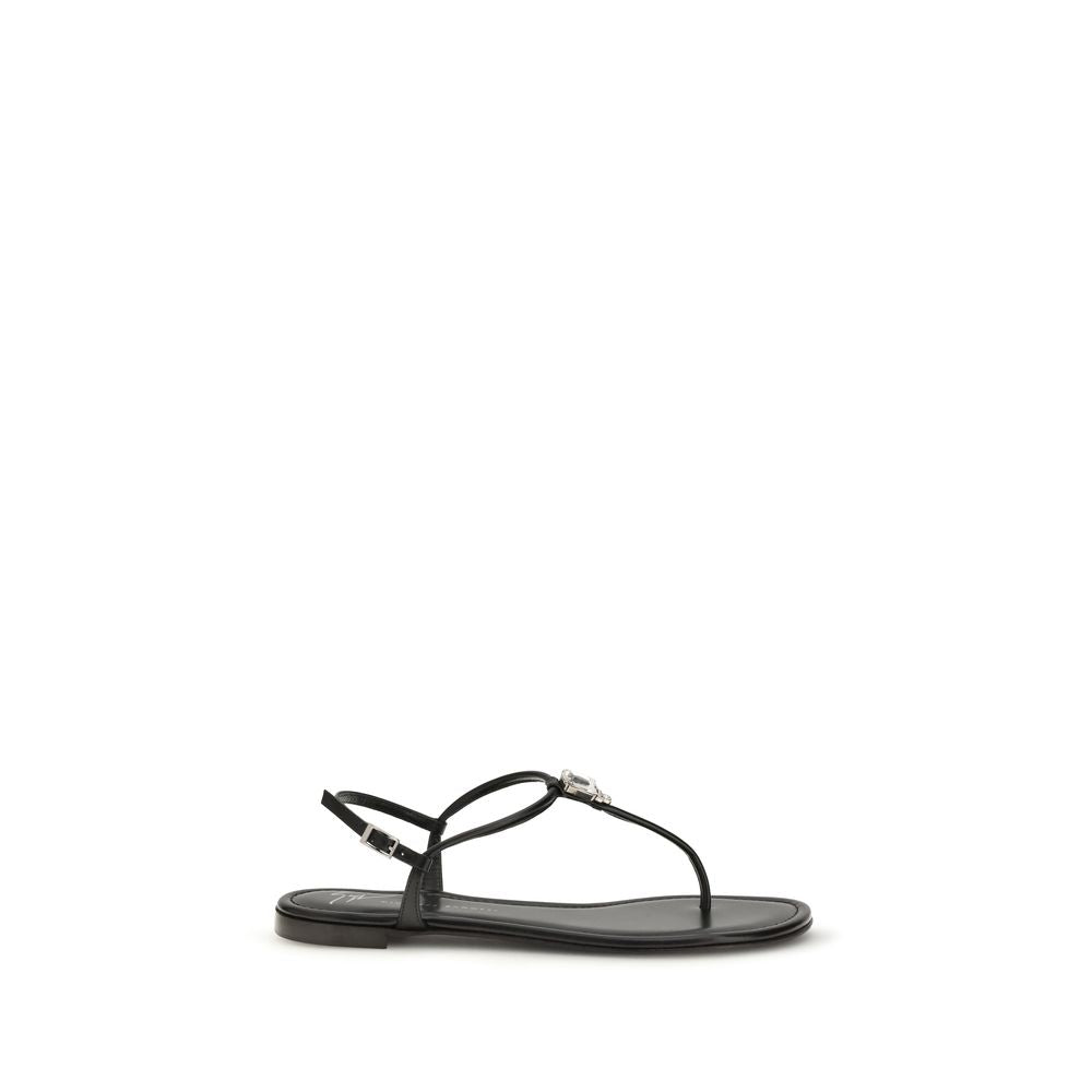 Giuseppe Zanotti Schwarze Bos Taurus Kalbsleder-Sandalen