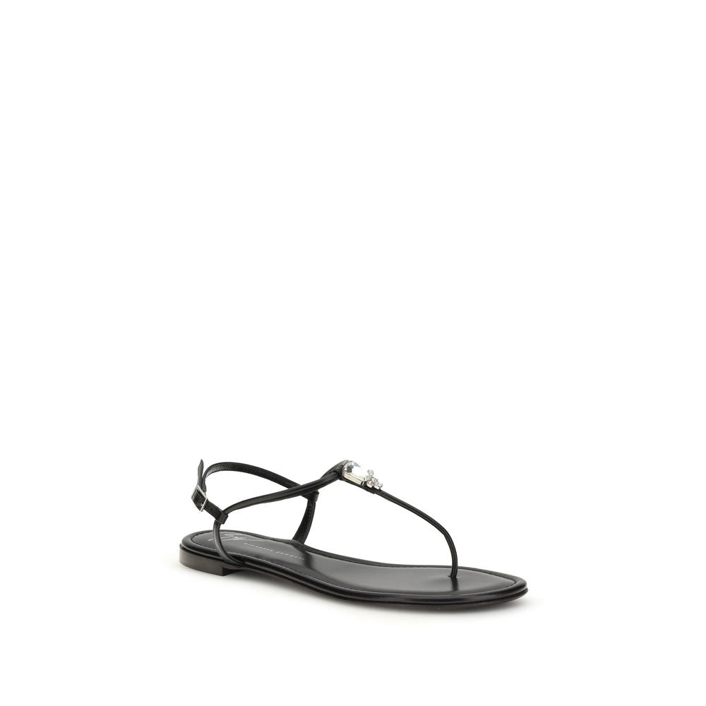 Giuseppe Zanotti Schwarze Bos Taurus Kalbsleder-Sandalen
