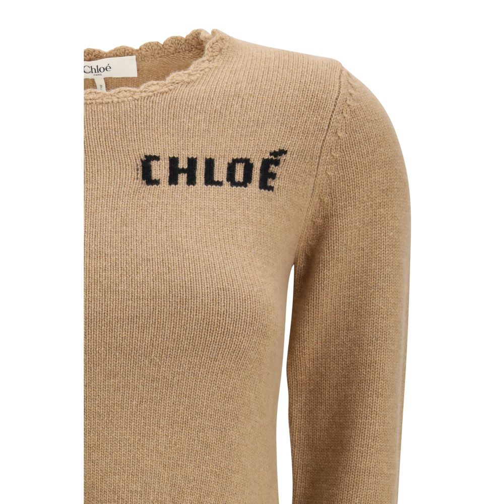 Chloé Brauner Wollpullover