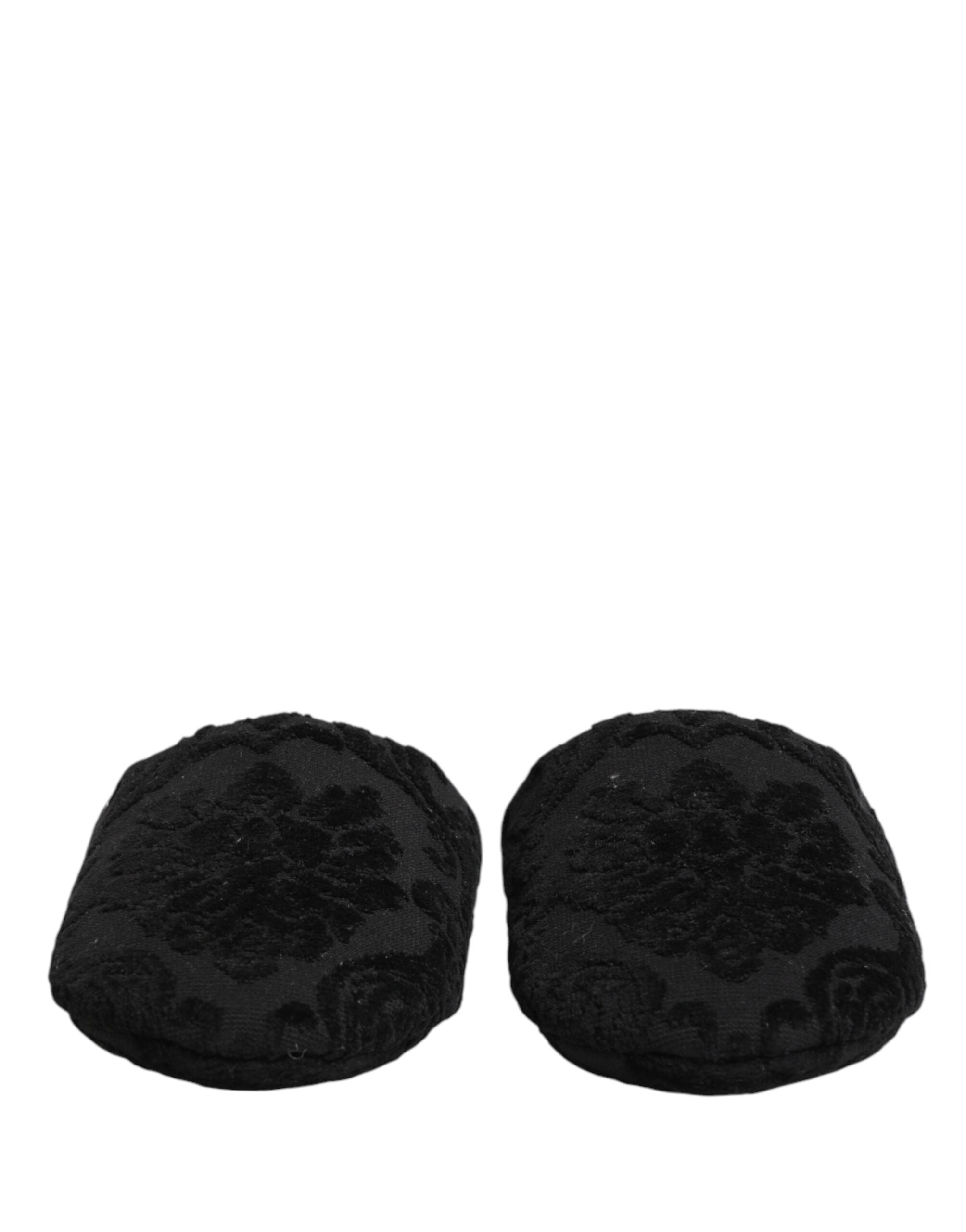 Dolce & Gabbana Schwarze Slipper-Flats mit Logo-Stickerei