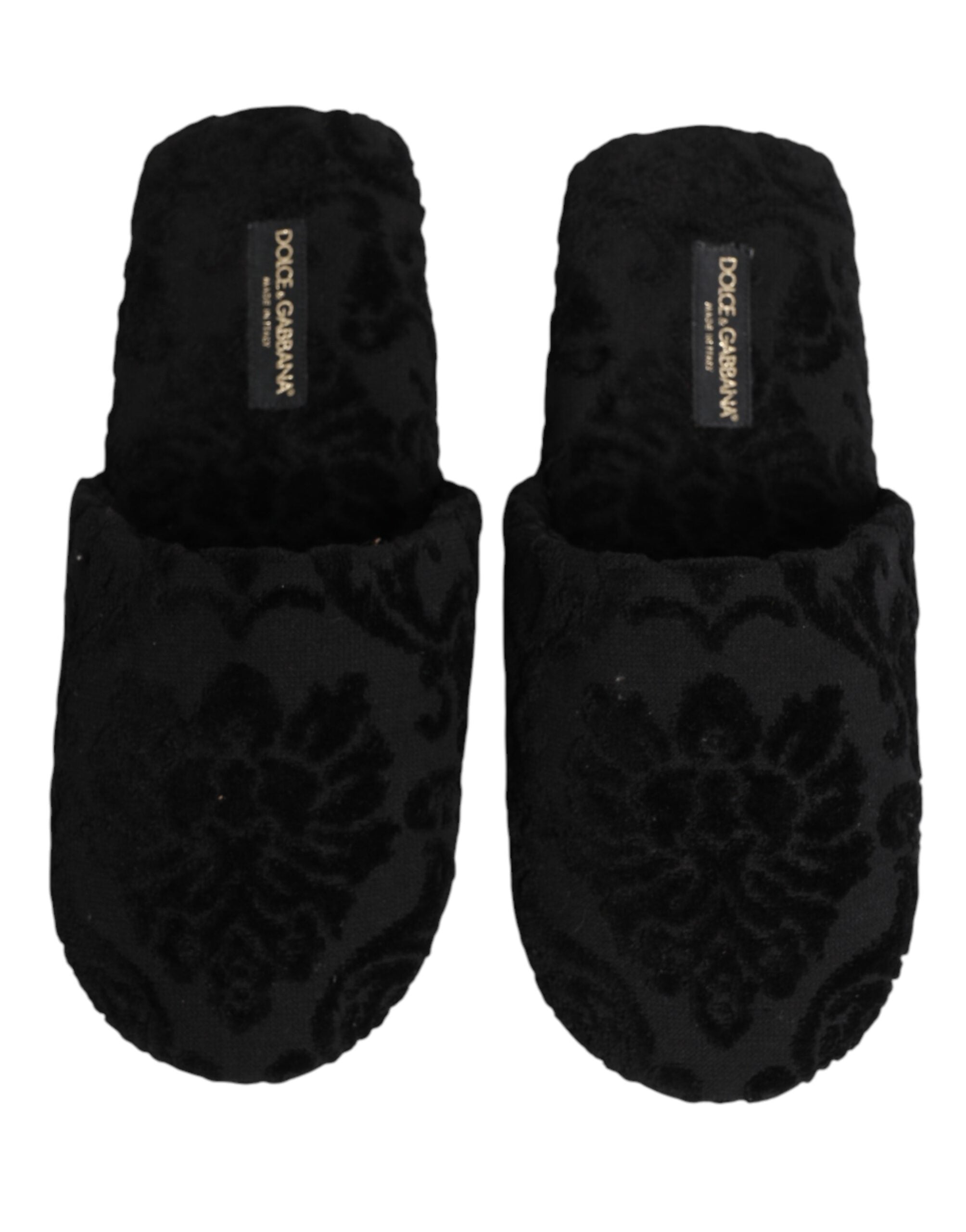 Dolce & Gabbana Schwarze Slipper-Flats mit Logo-Stickerei