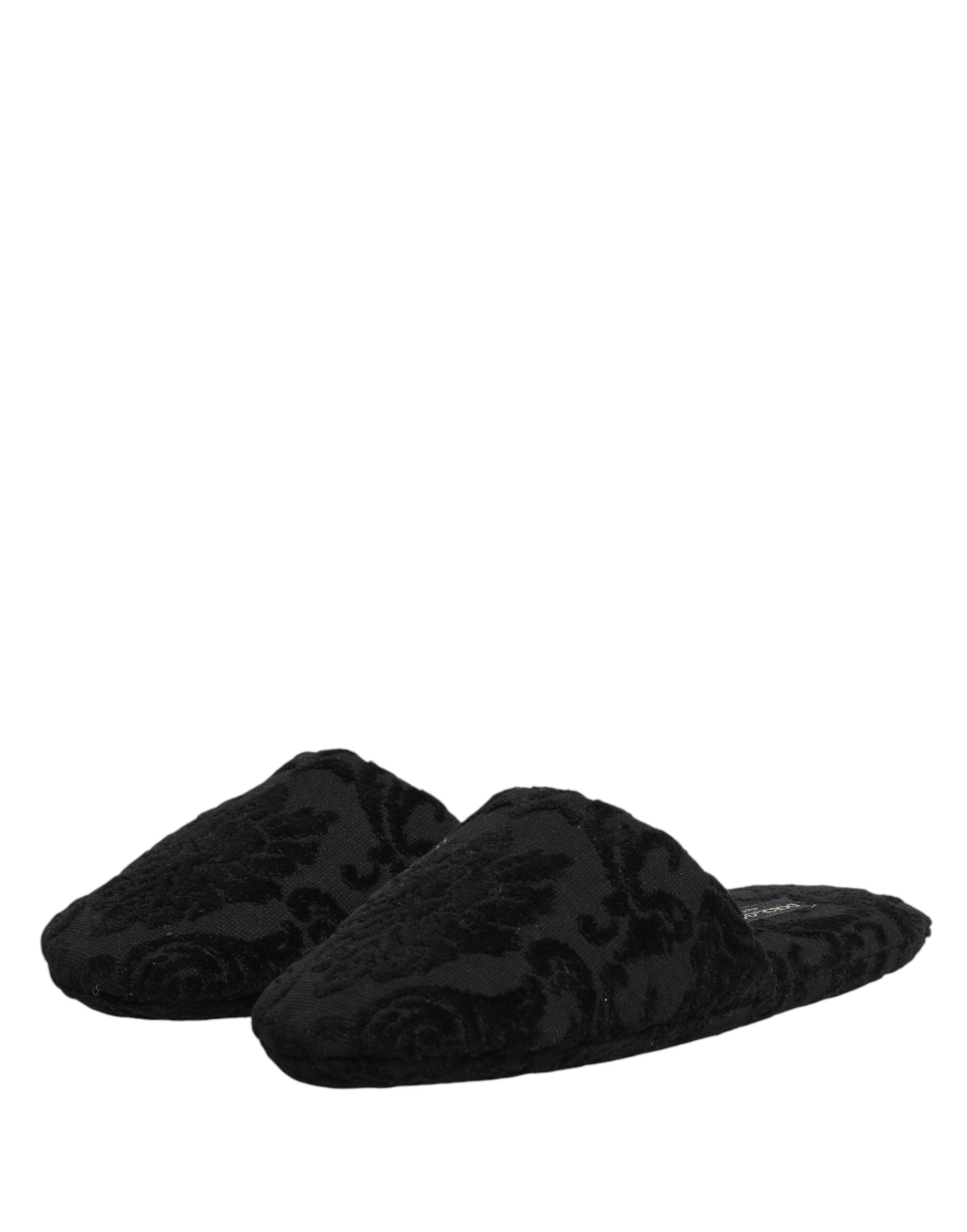 Dolce & Gabbana Schwarze Slipper-Flats mit Logo-Stickerei