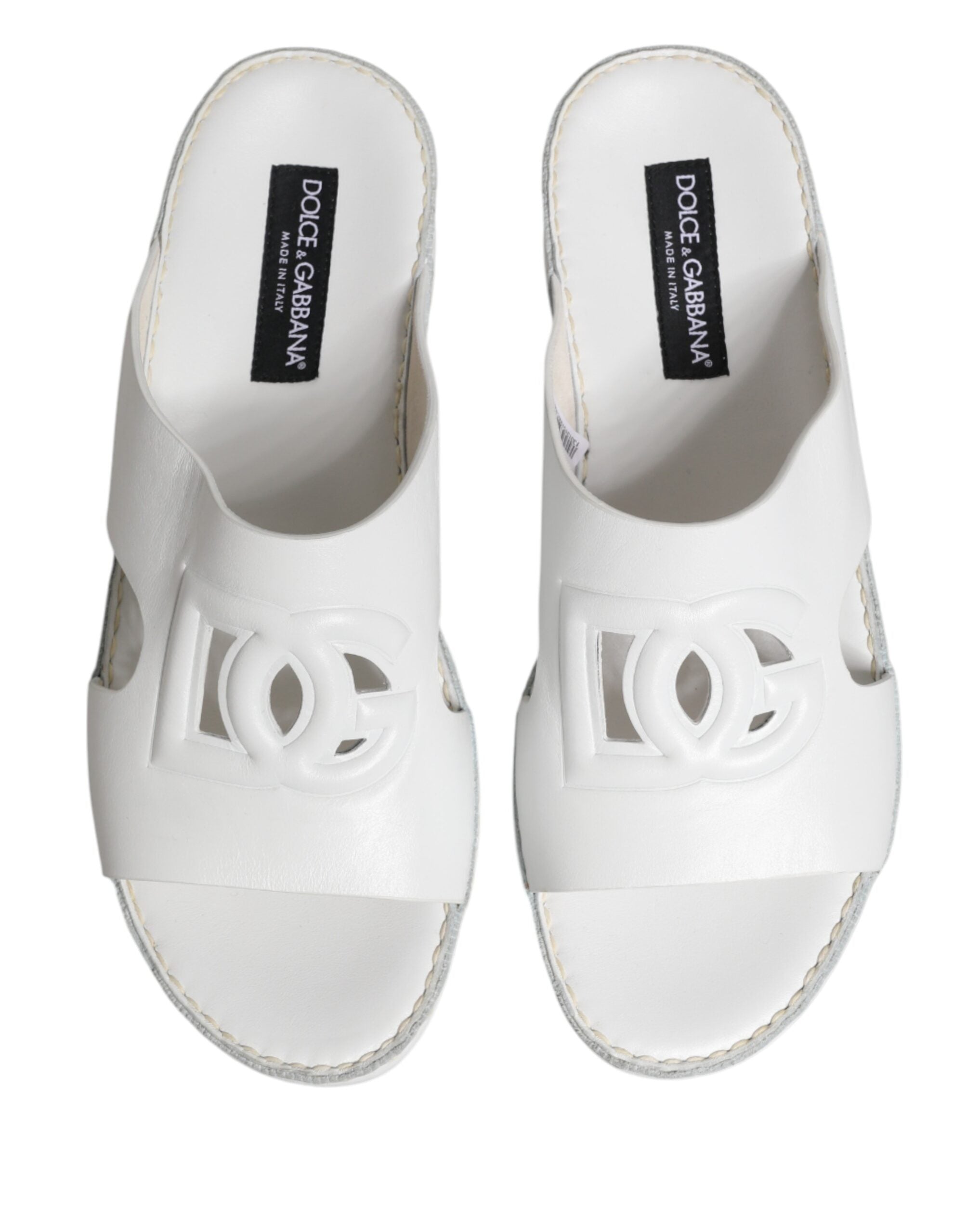 Dolce & Gabbana Weiße DG Cutout Slides Hausschuhe Ballerinas